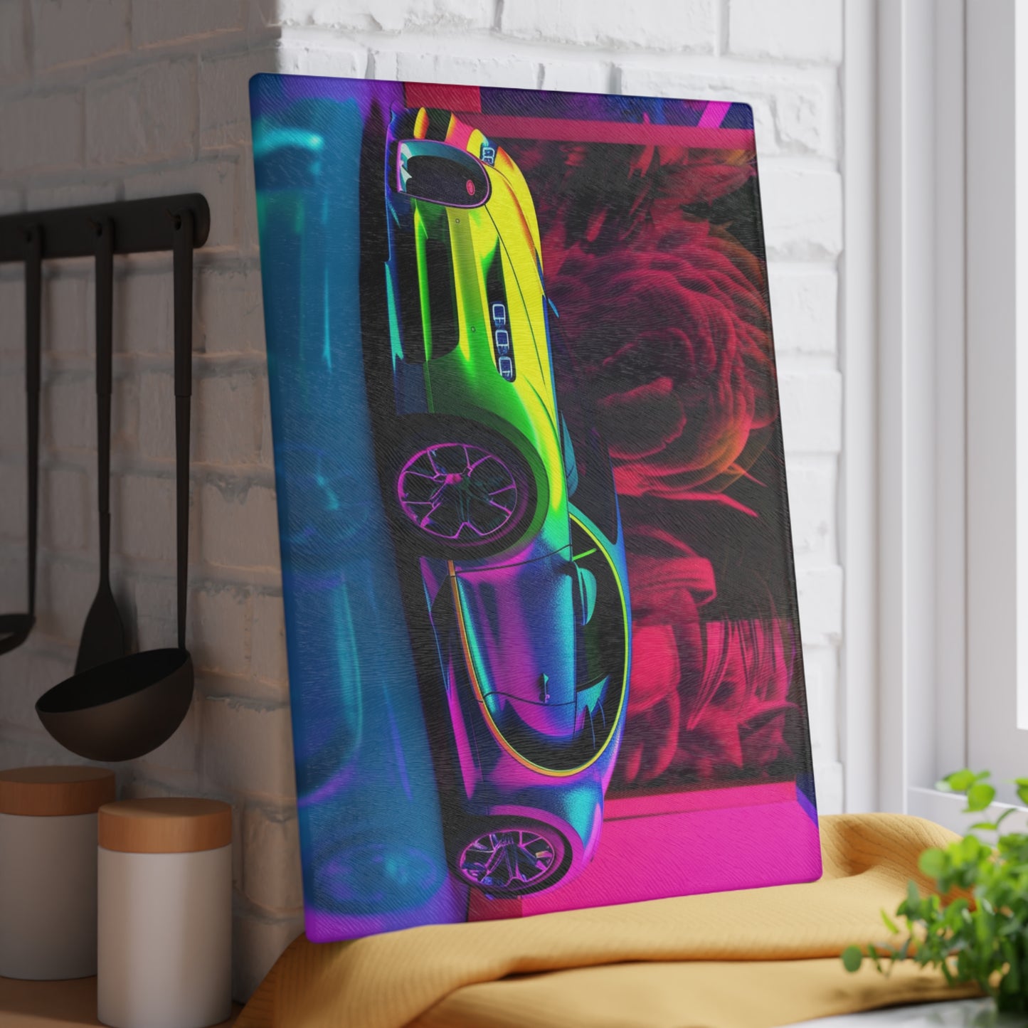 Glass Cutting Board Florescent Bugatti Flair 1