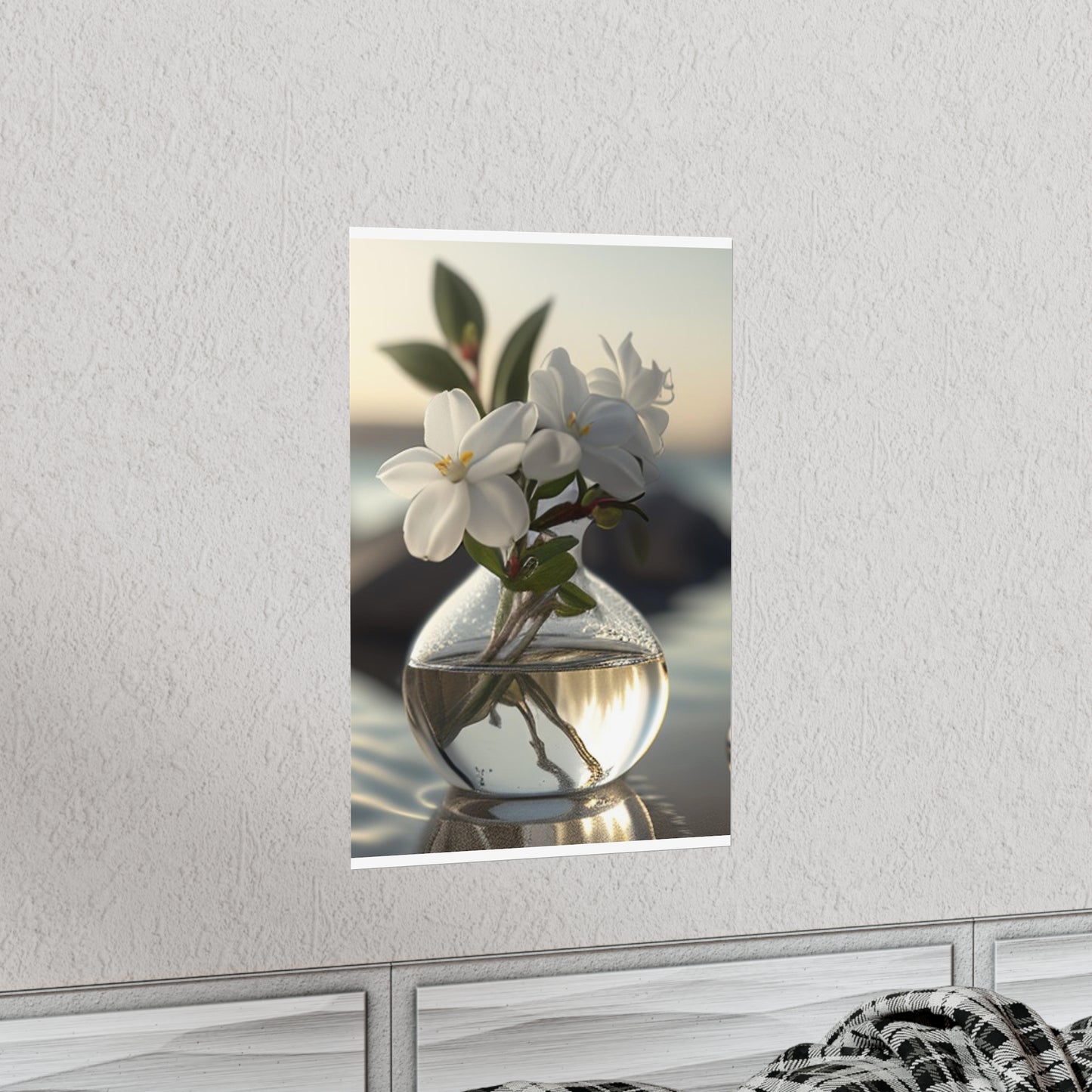 Premium Matte Vertical Posters Jasmine glass vase 1