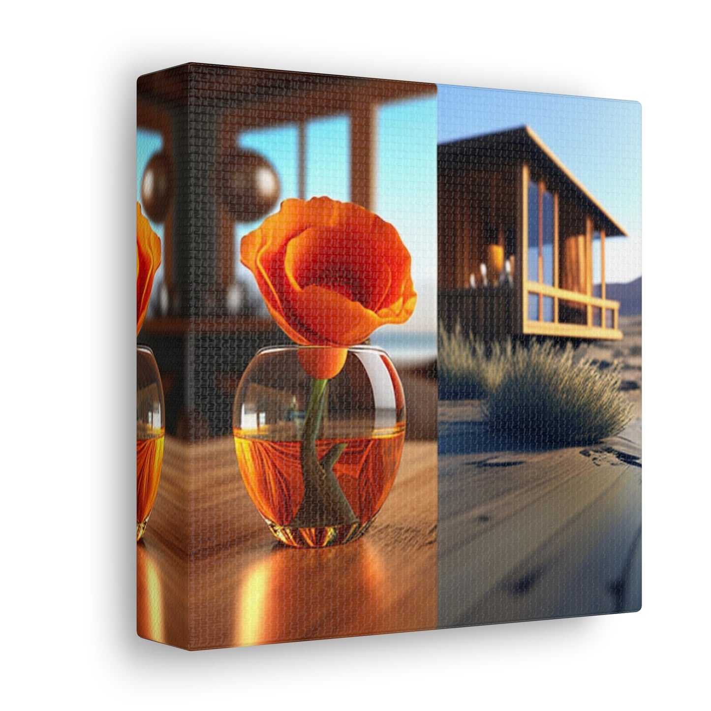 Canvas Gallery Wraps Poppy in a Glass Vase 3