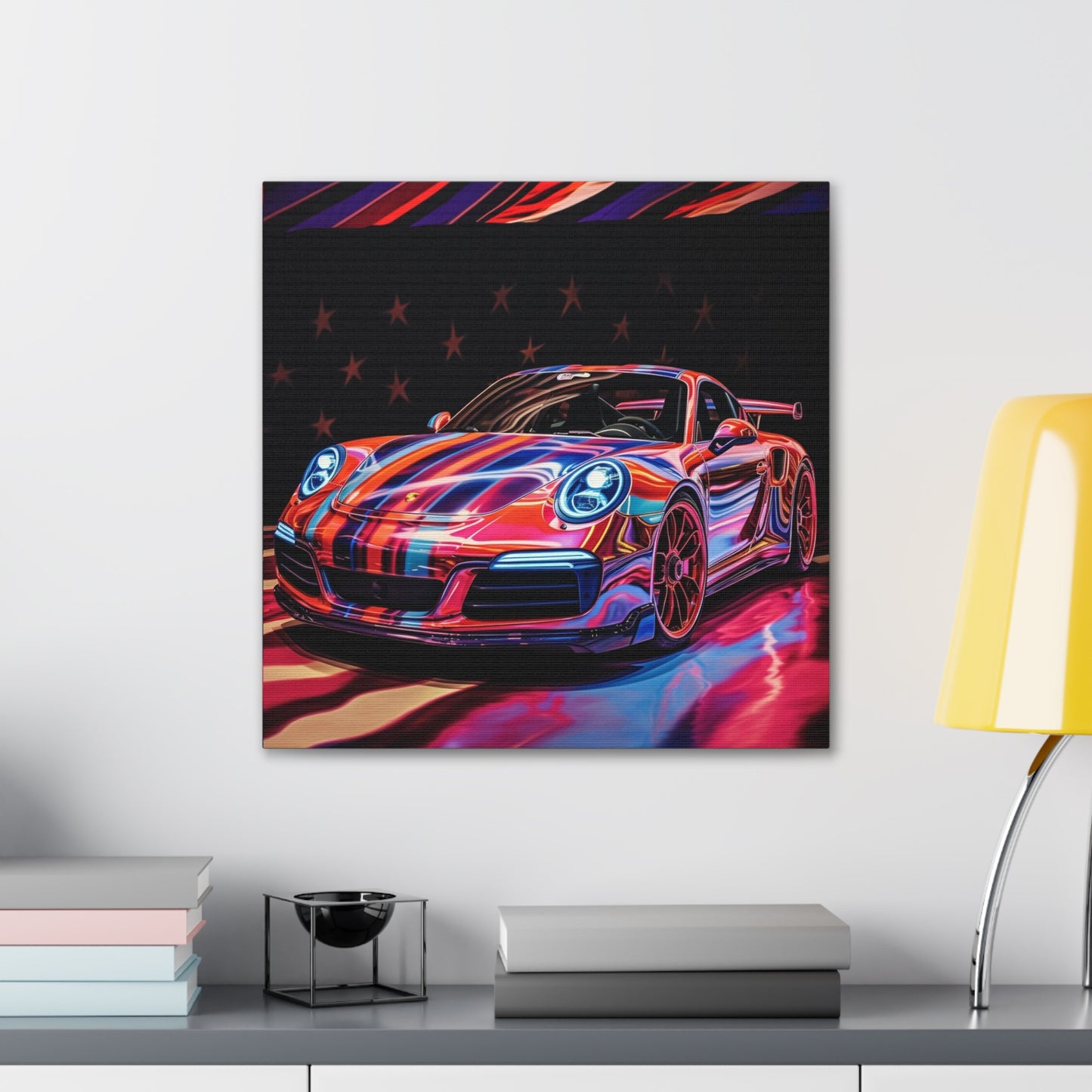 Canvas Gallery Wraps American Flag Colored Porsche 4