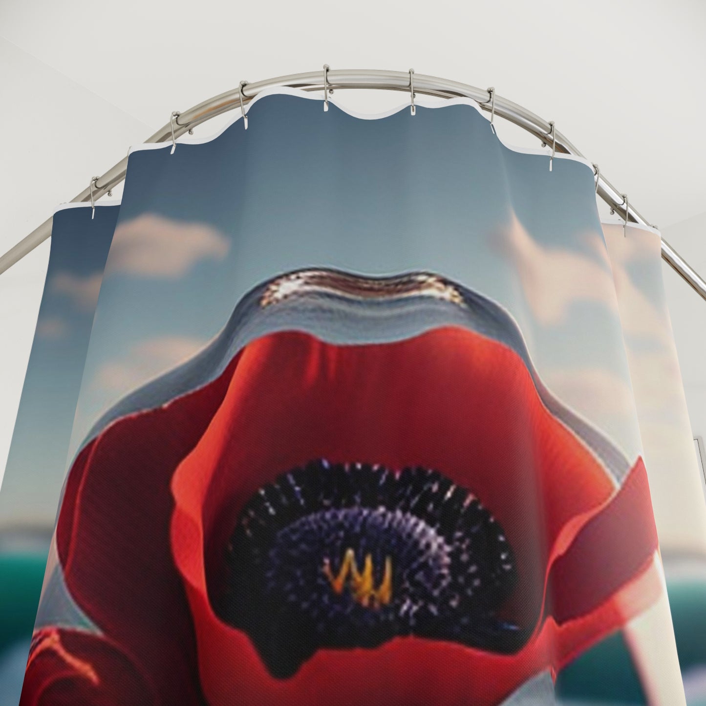 Polyester Shower Curtain Red Anemone in a Vase 4