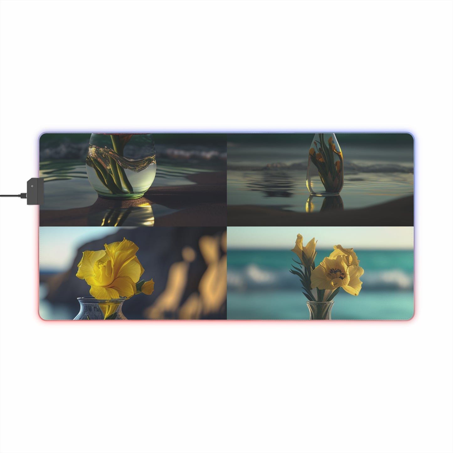 LED Gaming Mouse Pad Yellow Gladiolus glass 5