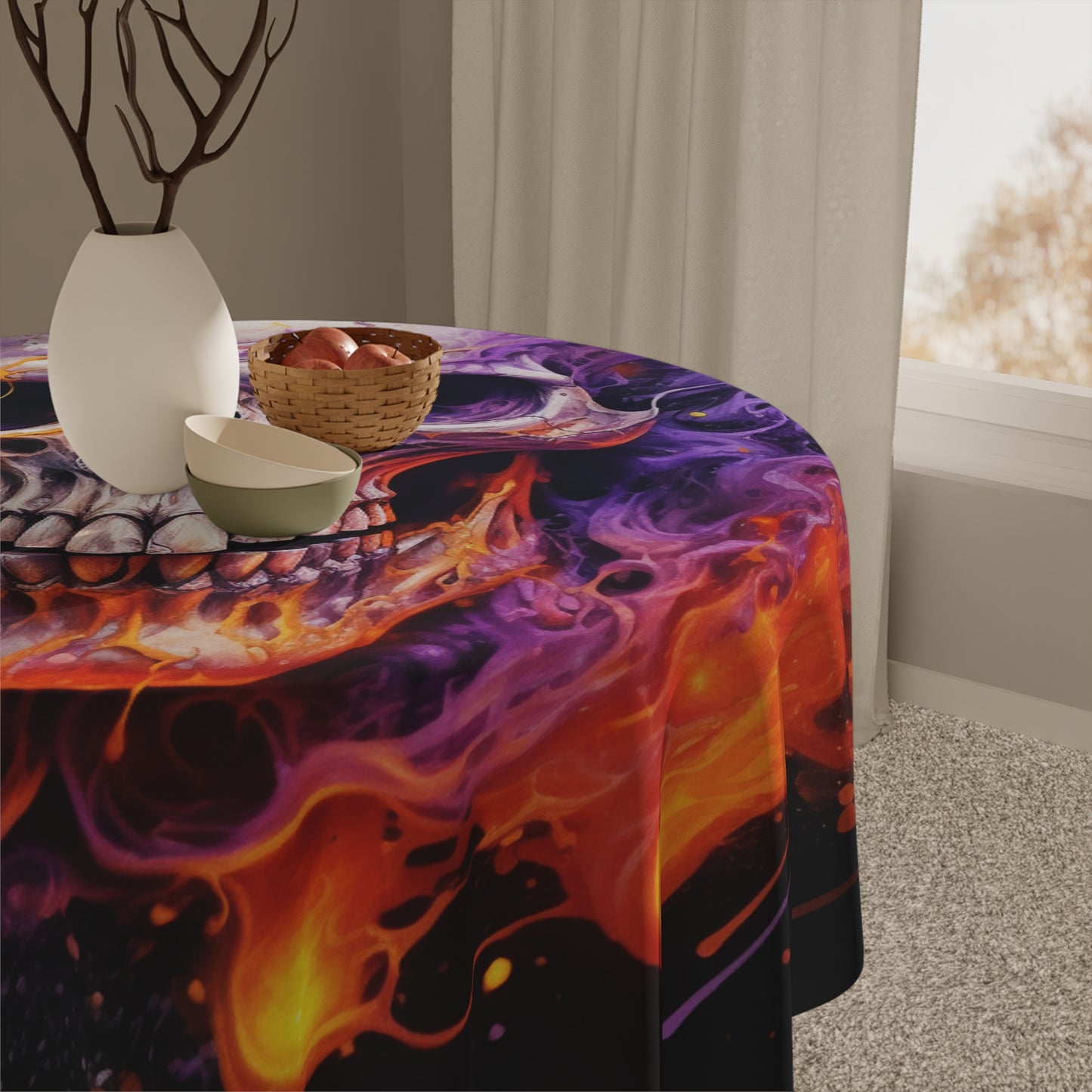Tablecloth Skull Flames 2