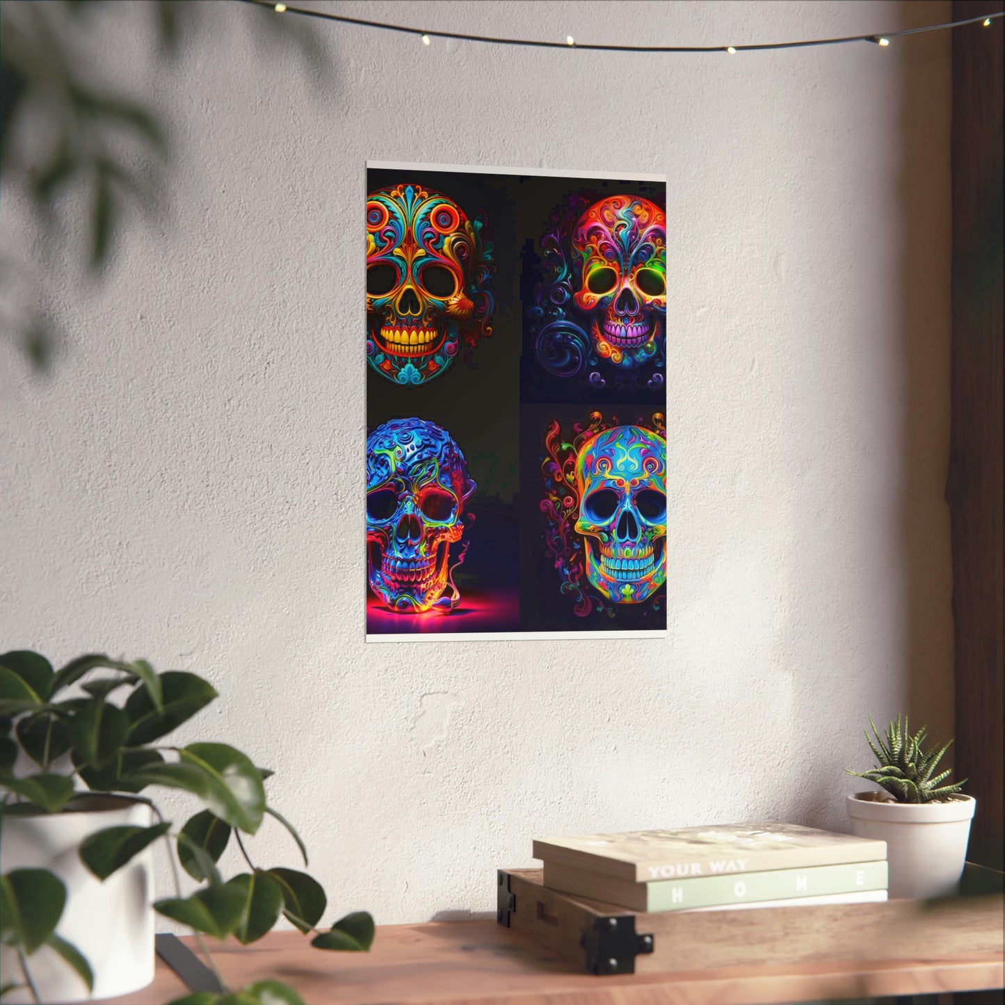 Premium Matte Vertical Posters Macro Skull Color 5