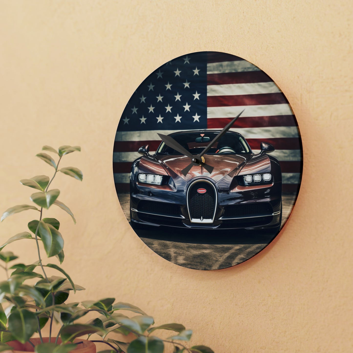 Acrylic Wall Clock Bugatti Flag 4