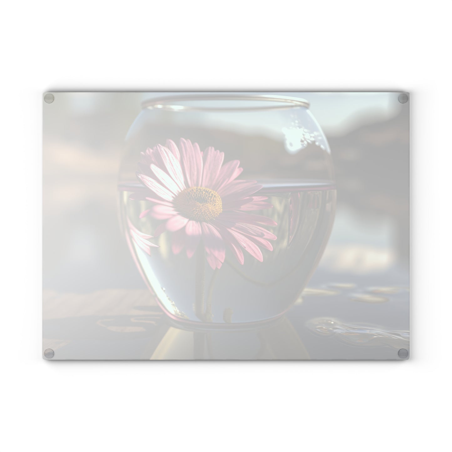 Glass Cutting Board Daisy in a vase 1