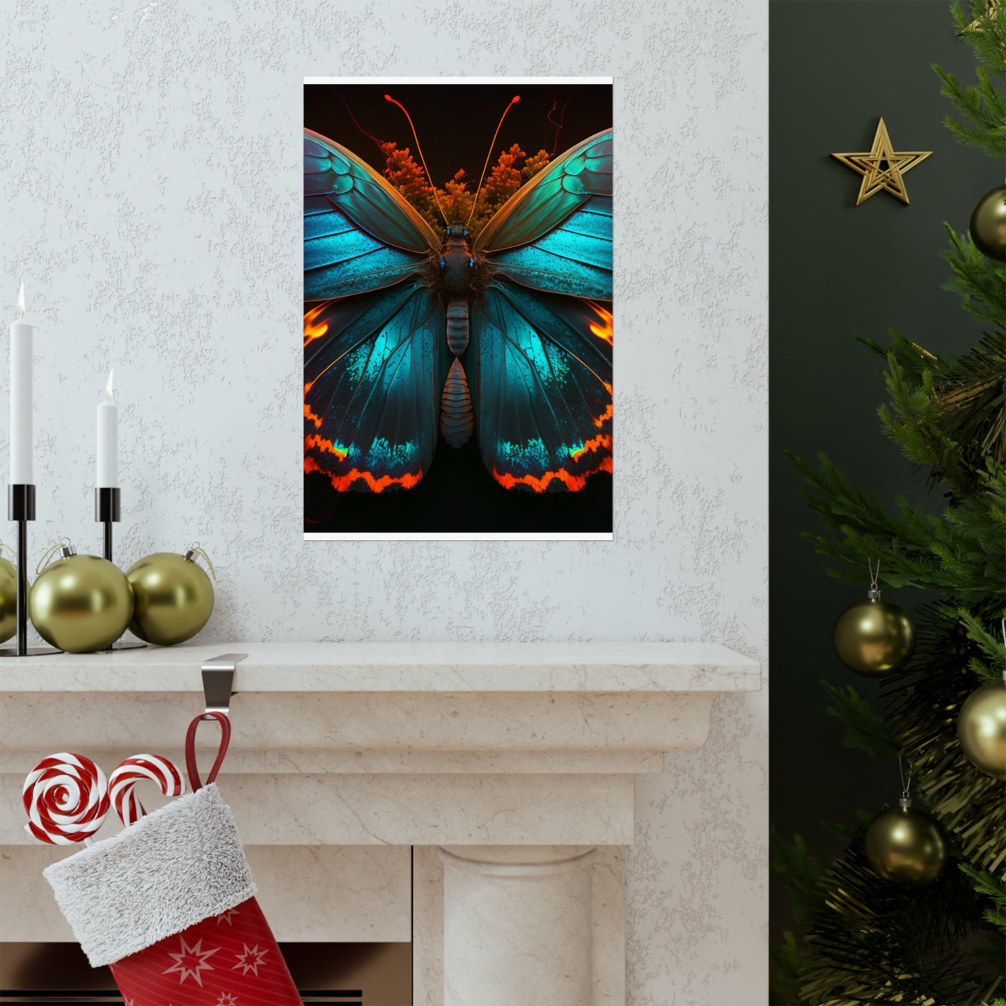 Premium Matte Vertical Posters Neon Butterfly Flair 3