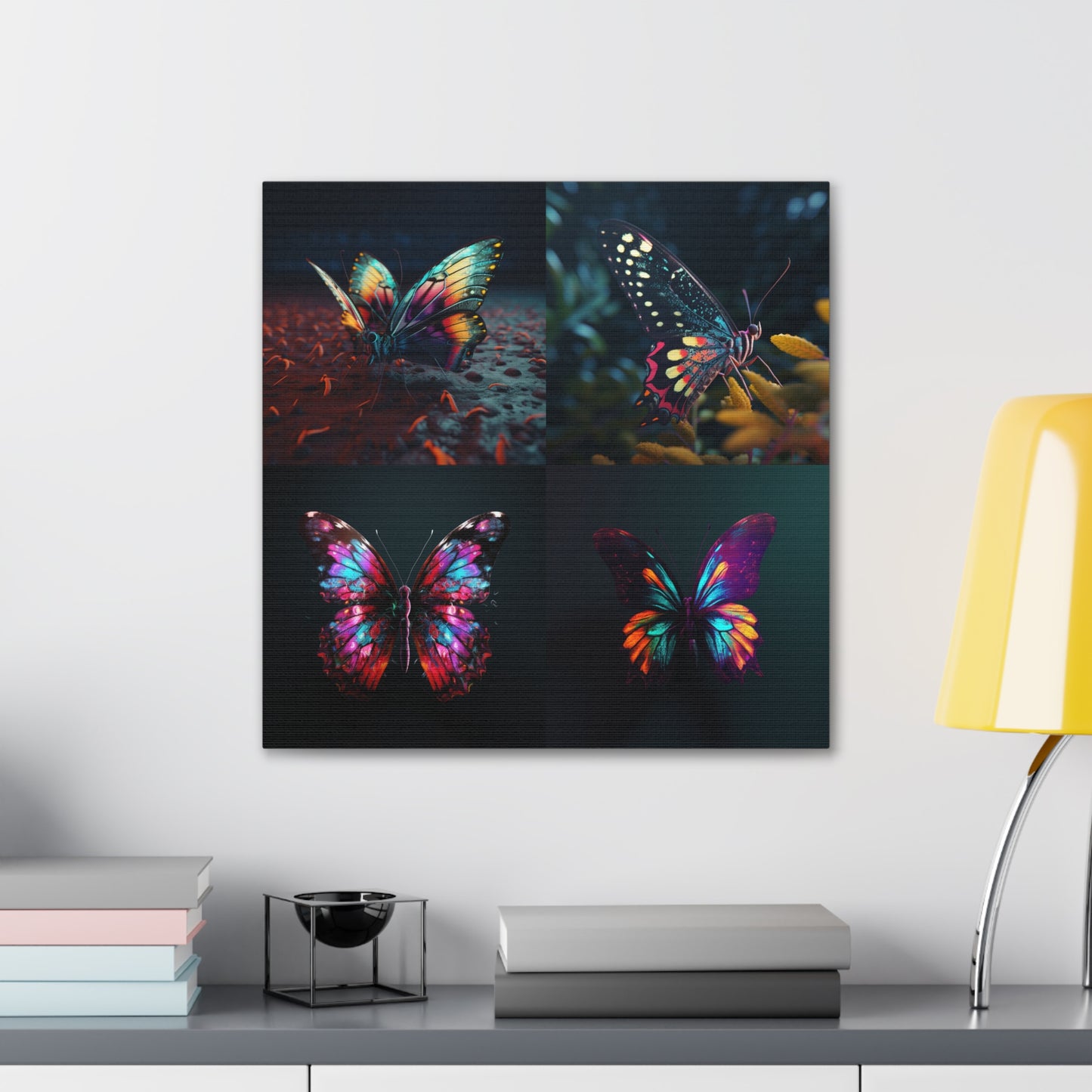 Canvas Gallery Wraps Hyper Colorful Butterfly Macro 5