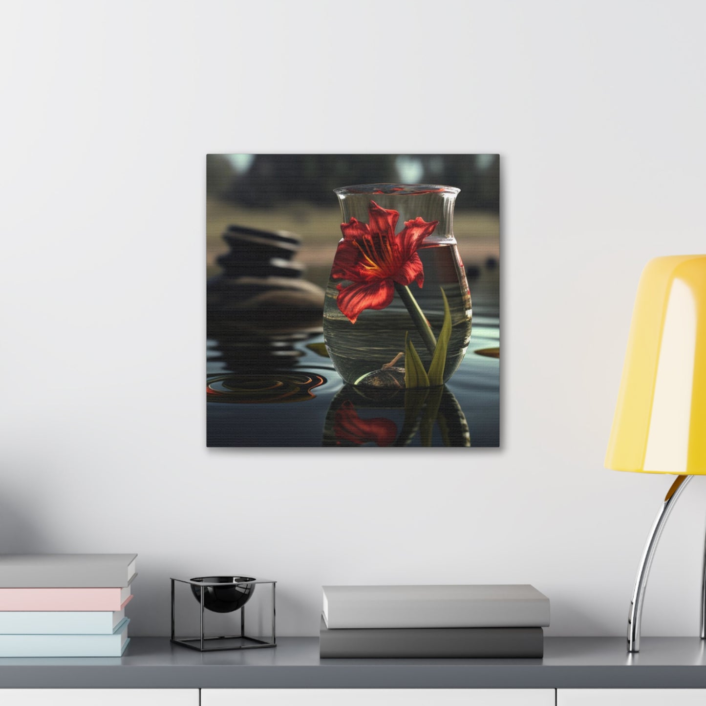 Canvas Gallery Wraps Red Lily in a Glass vase 4