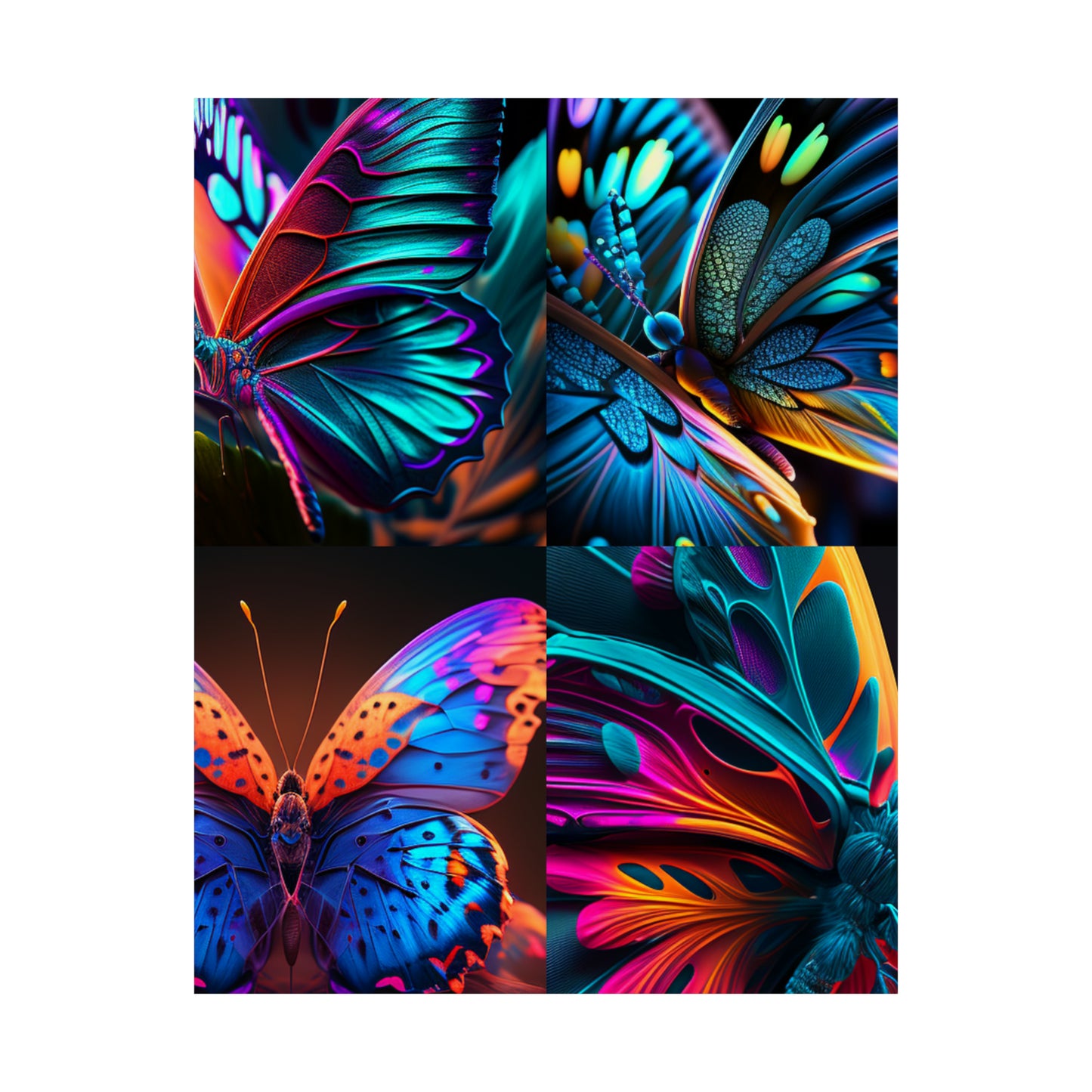 Premium Matte Vertical Posters Neon Butterfly Macro 5