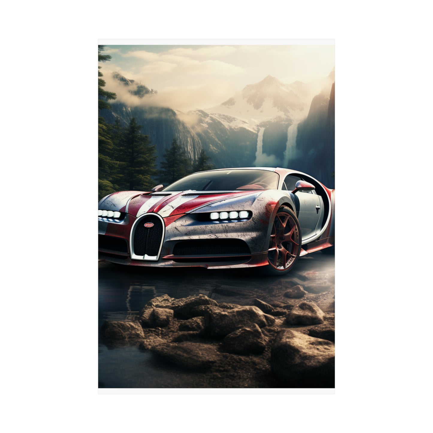 Premium Matte Vertical Posters Bugatti Waterfall 4