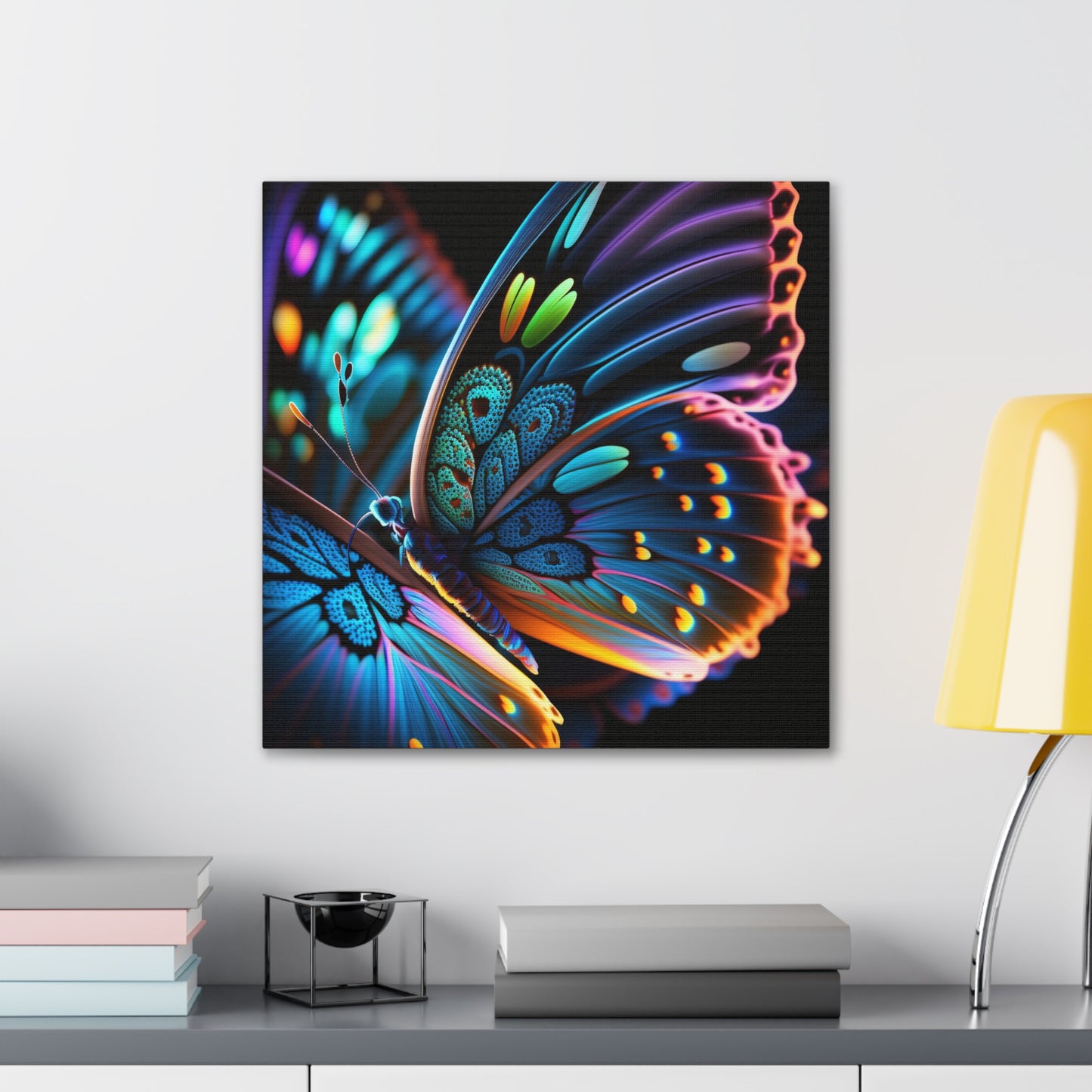 Canvas Gallery Wraps Neon Butterfly Macro 2