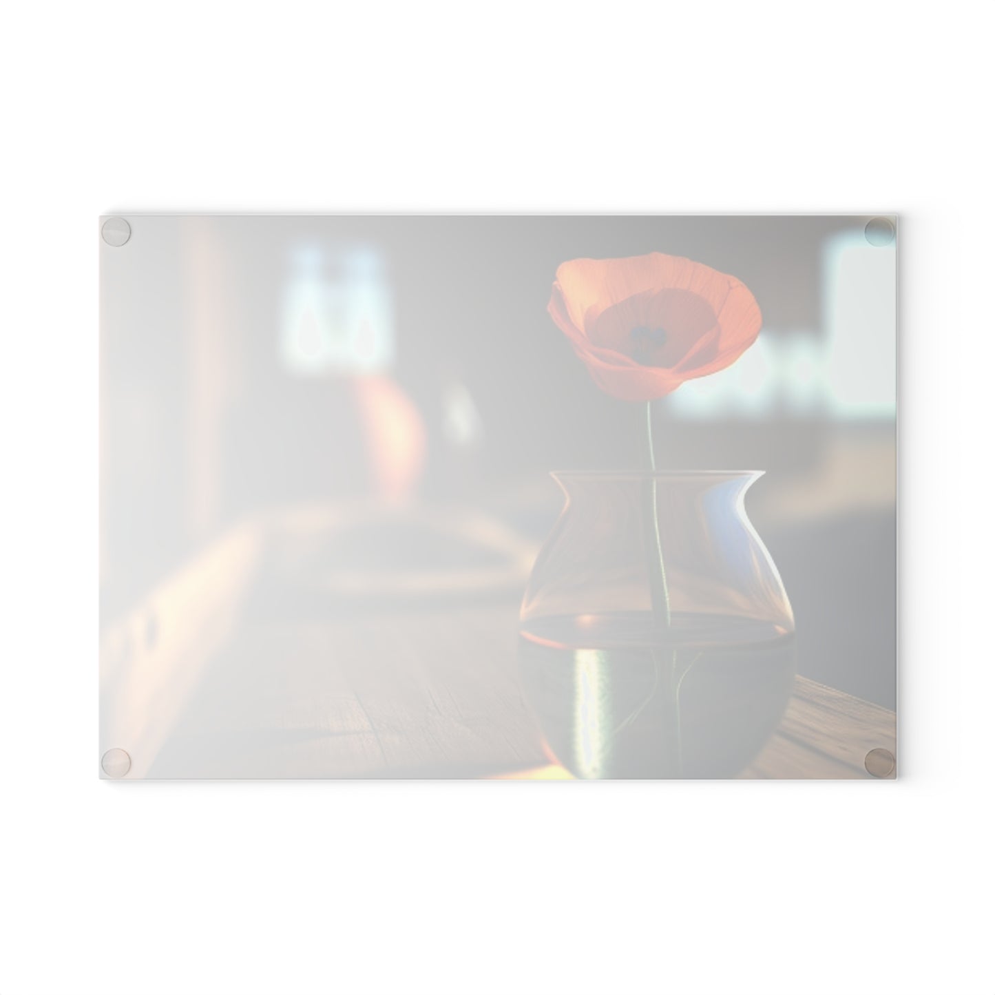 Glass Cutting Board Poppy in a Glass Vase 2