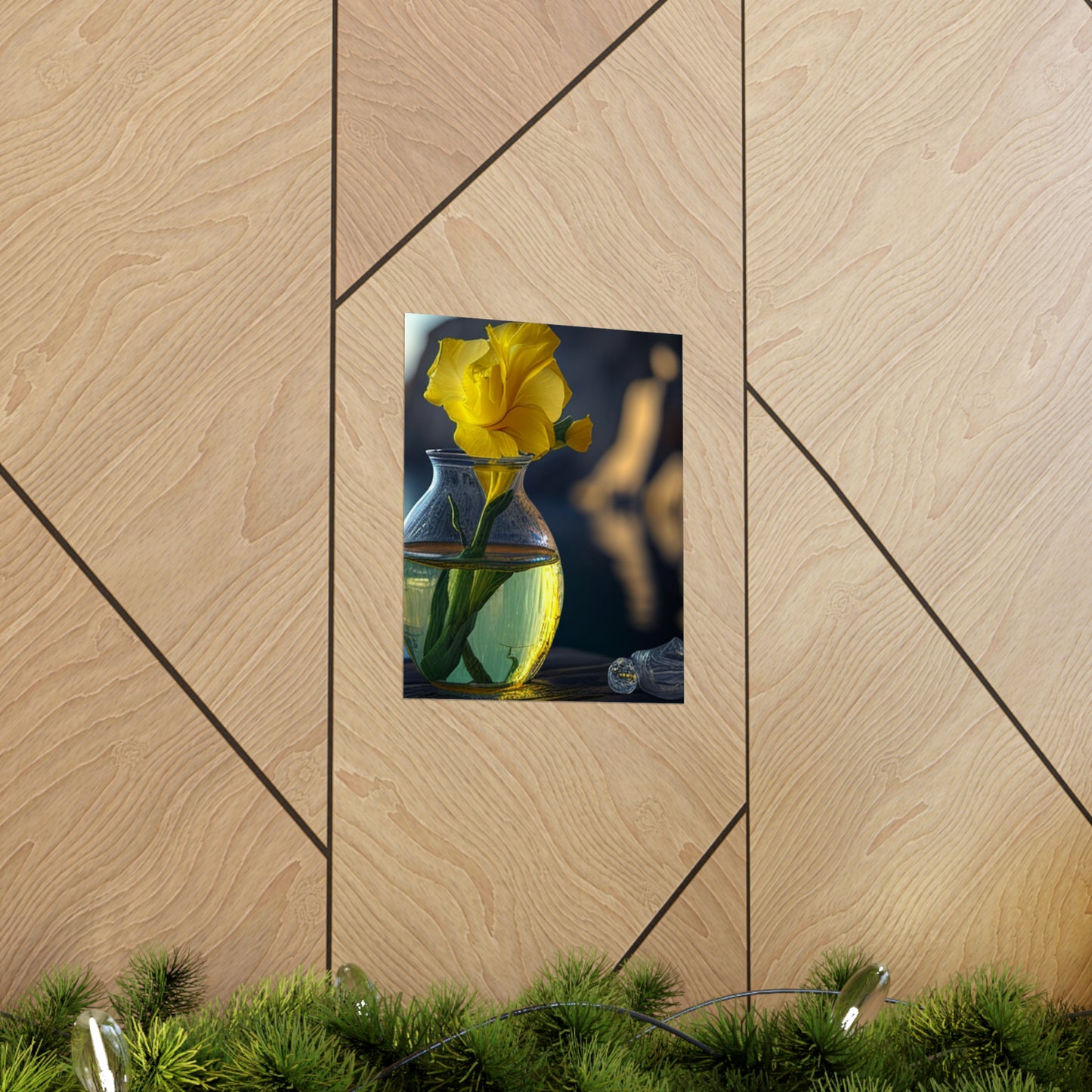 Premium Matte Vertical Posters Yellow Gladiolus glass 3