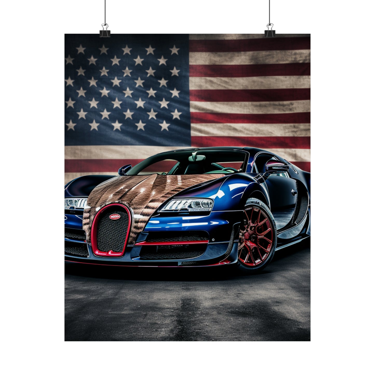 Premium Matte Vertical Posters Bugatti American Flag 4