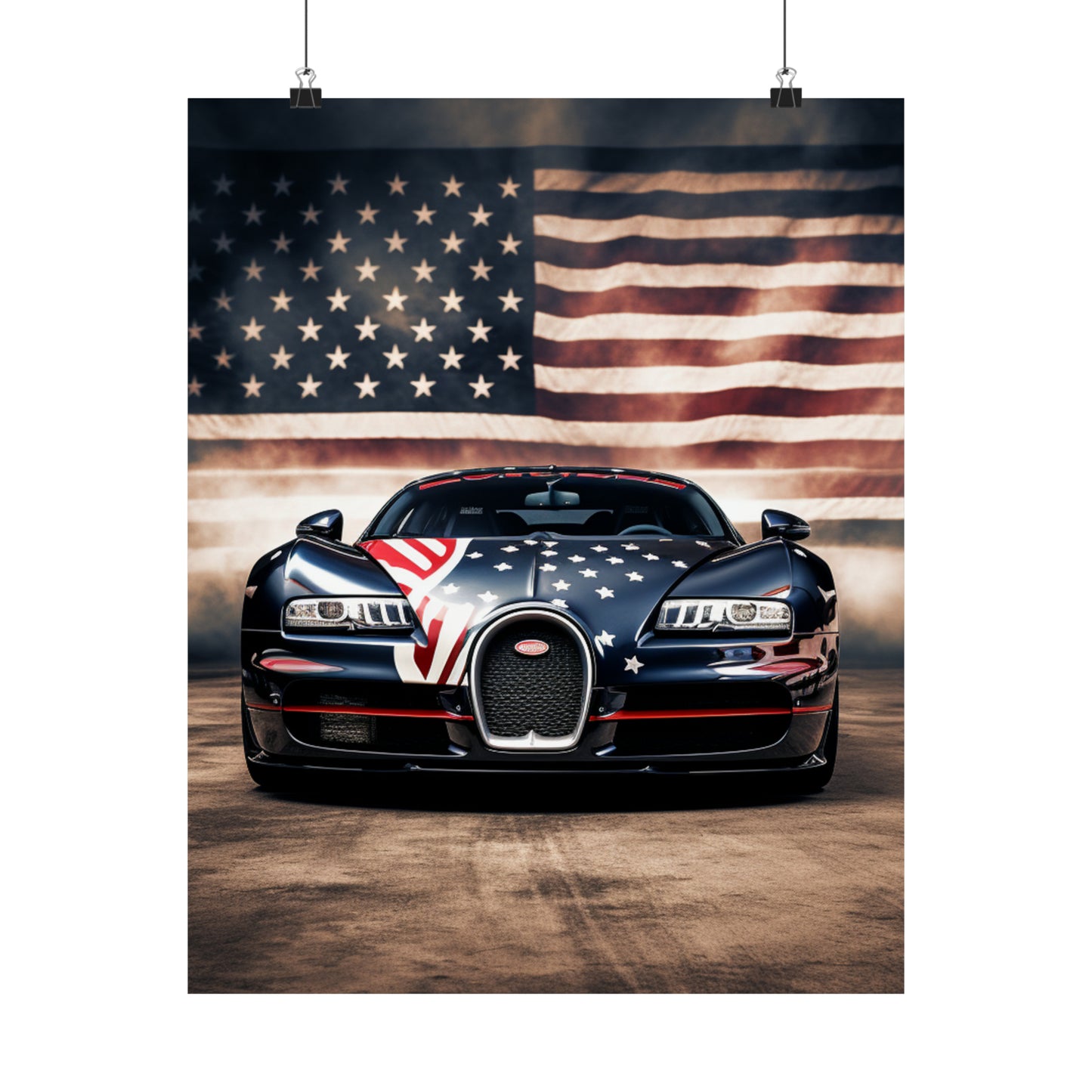 Premium Matte Vertical Posters Bugatti American Flag 2