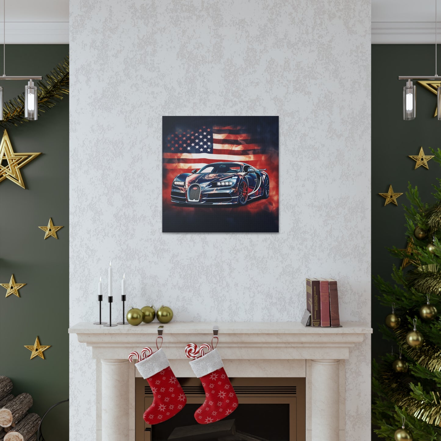 Canvas Gallery Wraps Abstract American Flag Background Bugatti 4