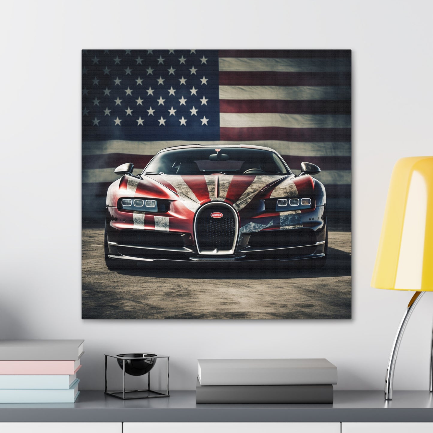 Canvas Gallery Wraps American Flag Background Bugatti 3