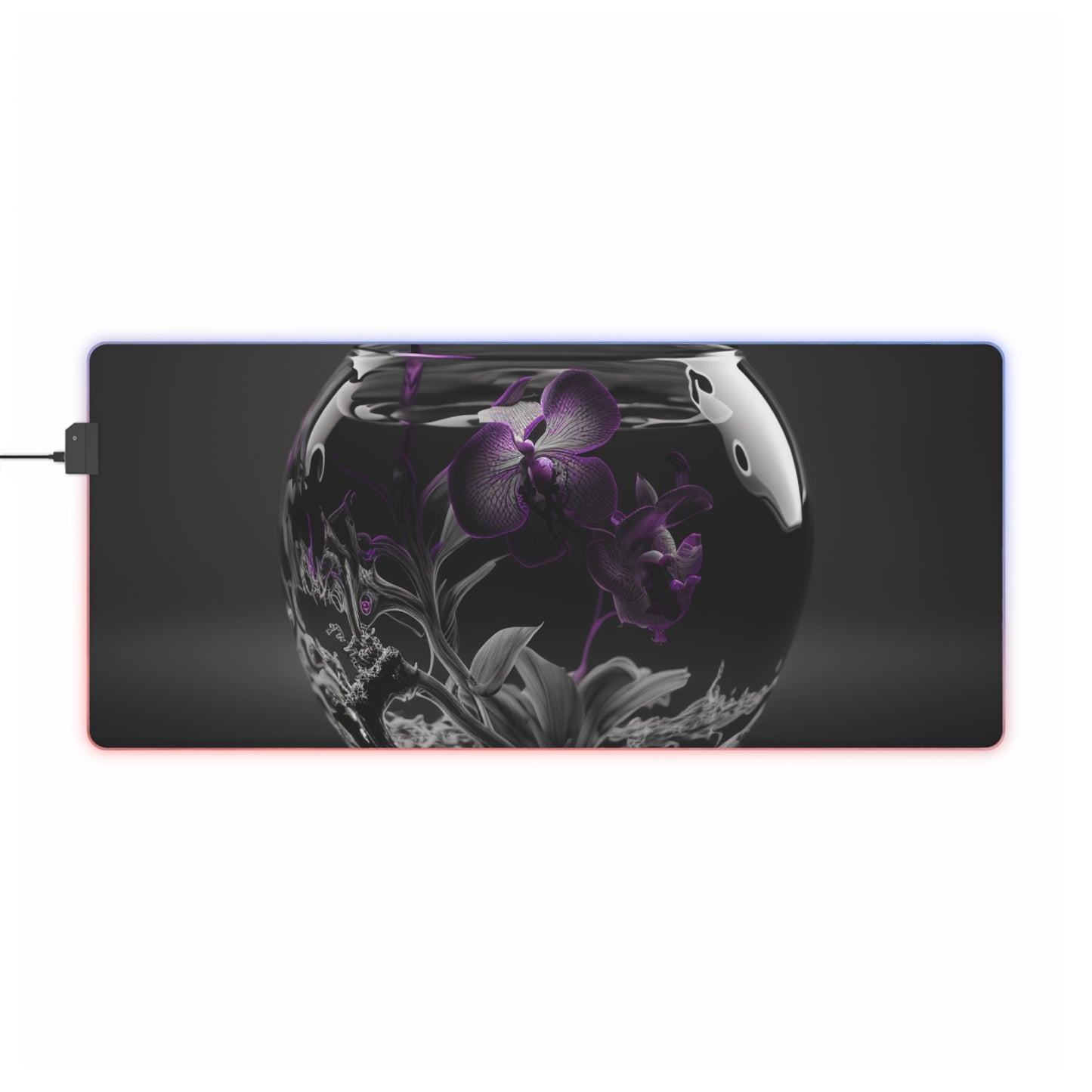 LED Gaming Mouse Pad Purple Orchid Glass vase 3