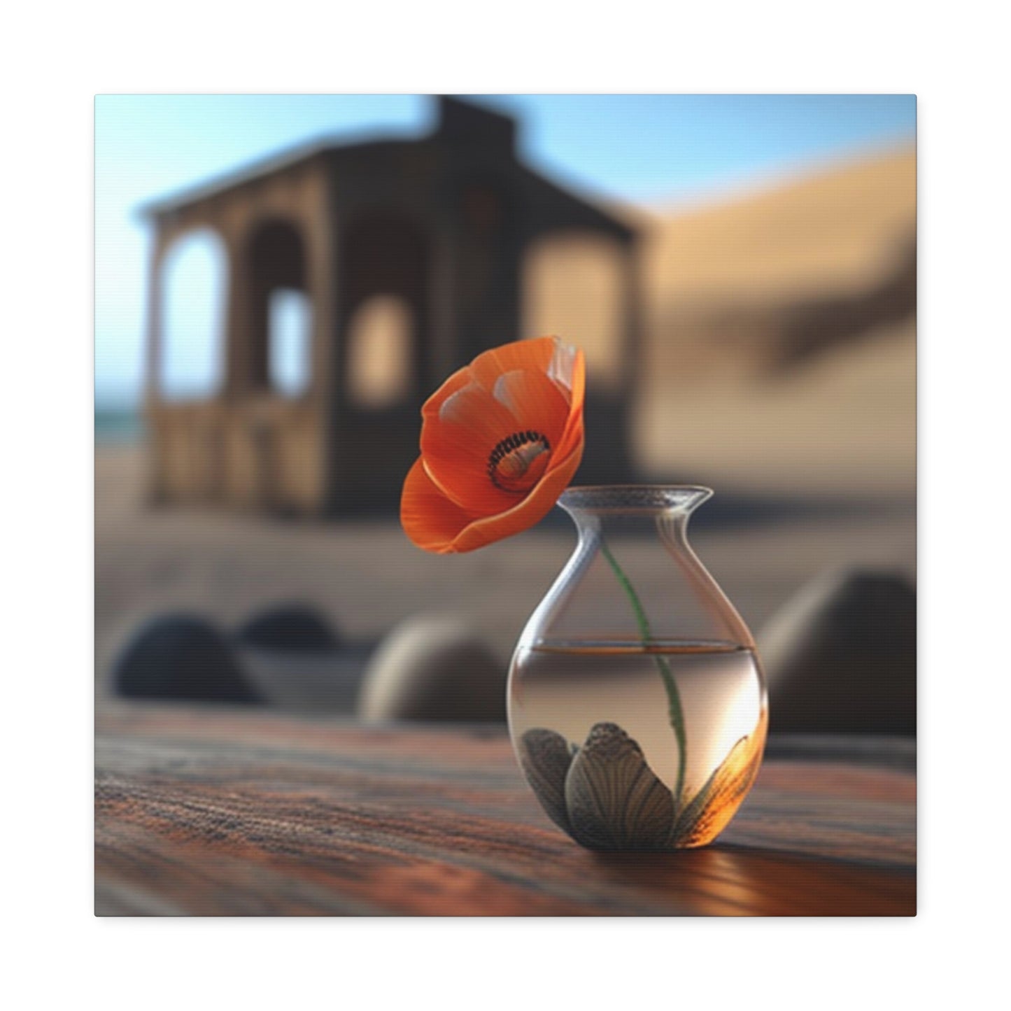 Canvas Gallery Wraps Poppy in a Glass Vase 1