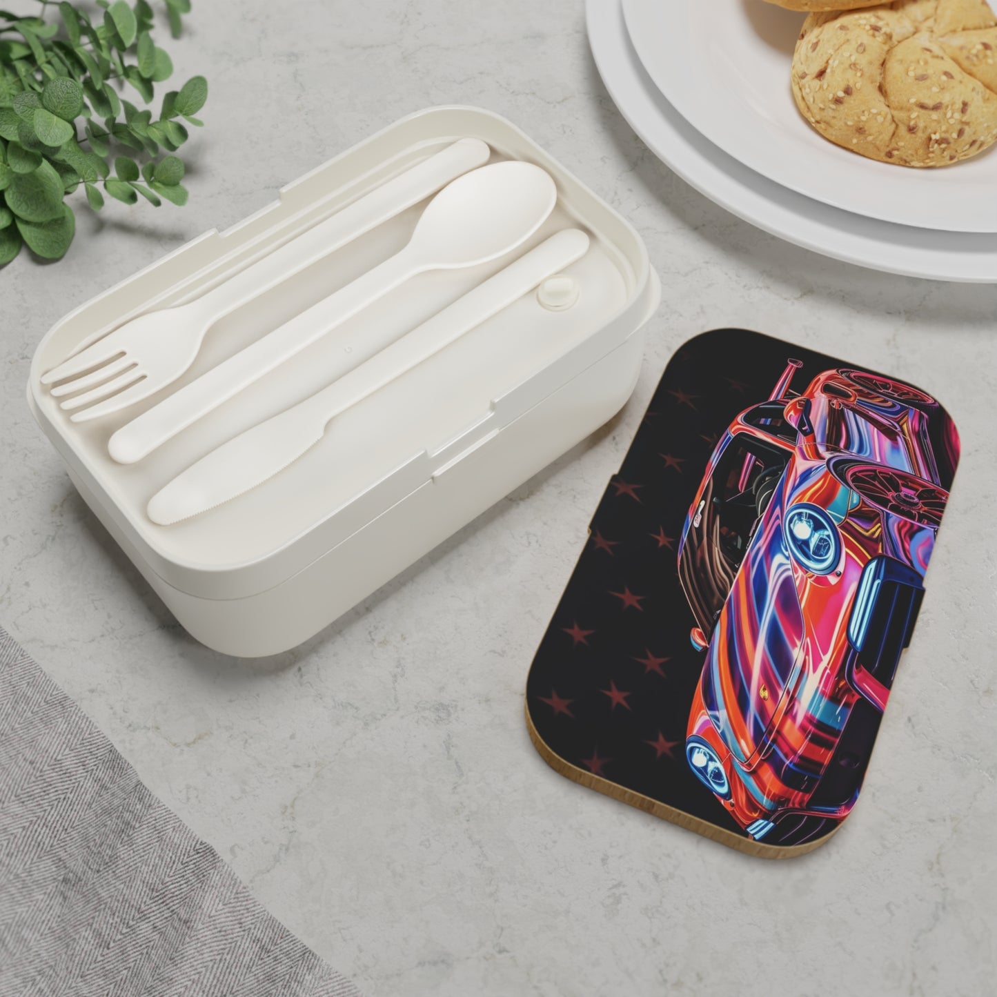 Bento Lunch Box American Flag Colored Porsche 2