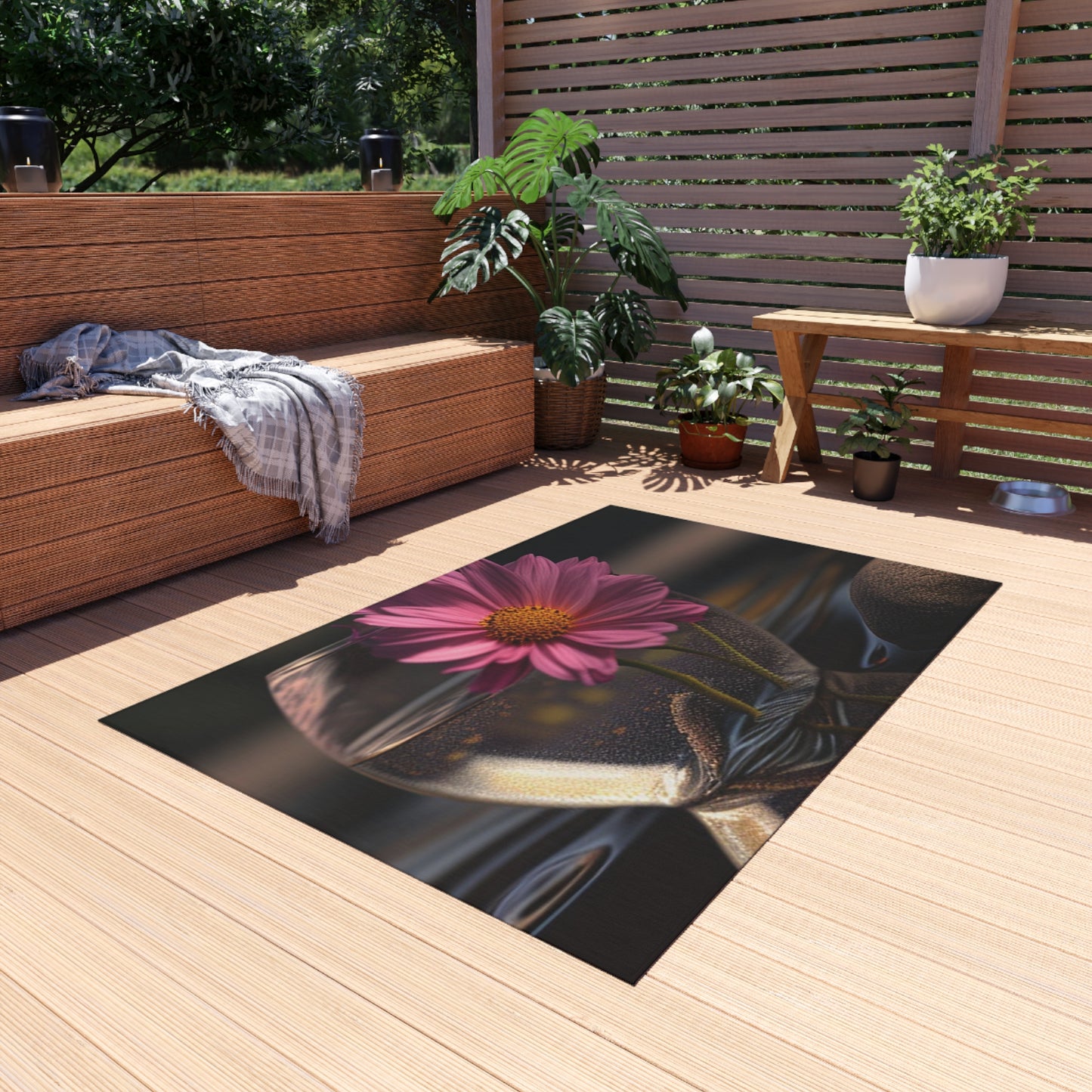 Outdoor Rug  Pink Daisy 4