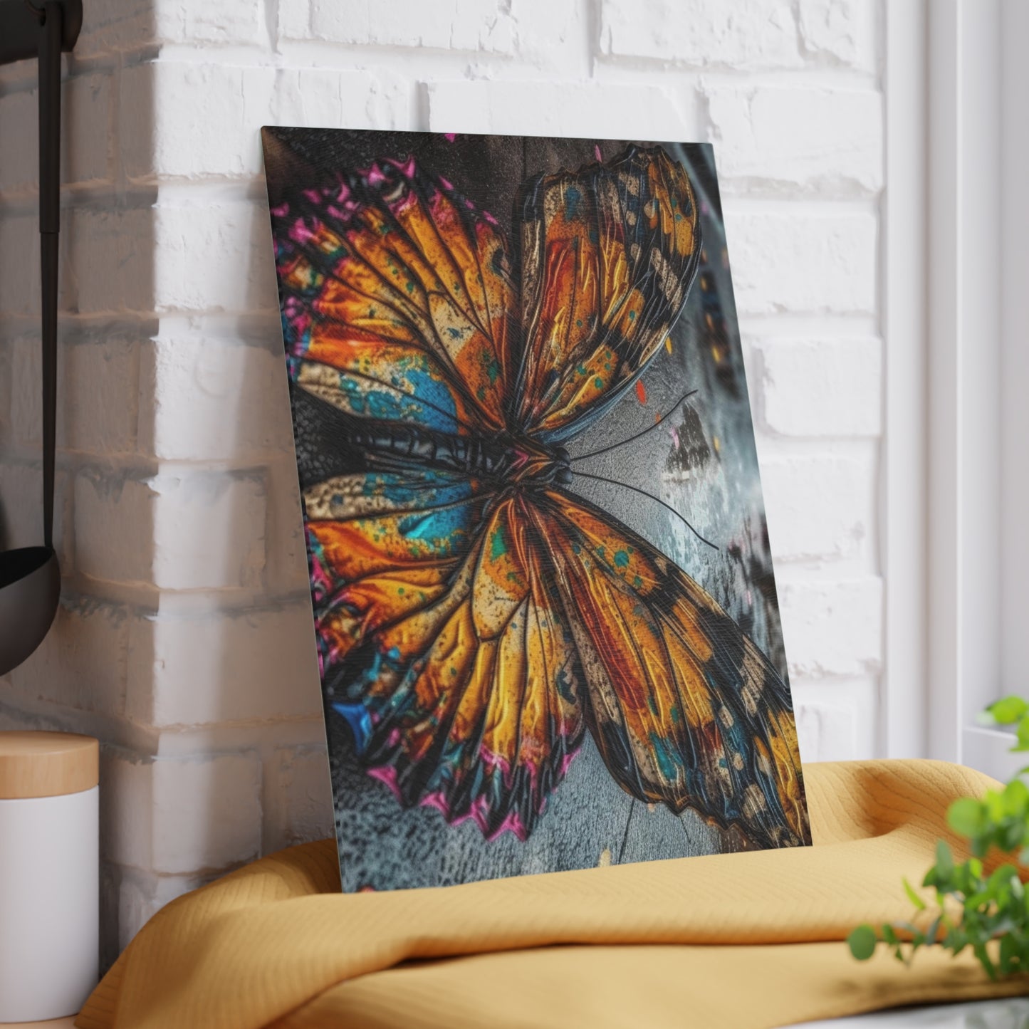 Glass Cutting Board Liquid Street Butterfly 1