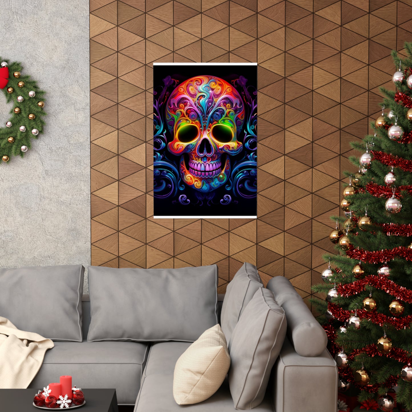 Premium Matte Vertical Posters Macro Skull Color 2