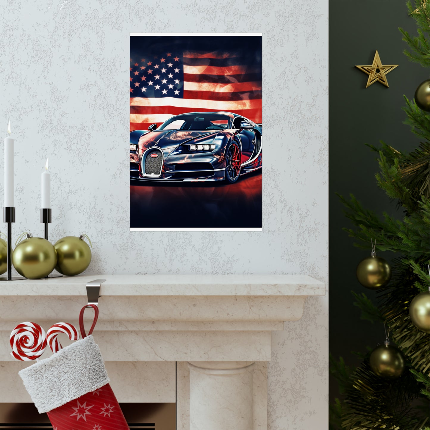 Premium Matte Vertical Posters Abstract American Flag Background Bugatti 4