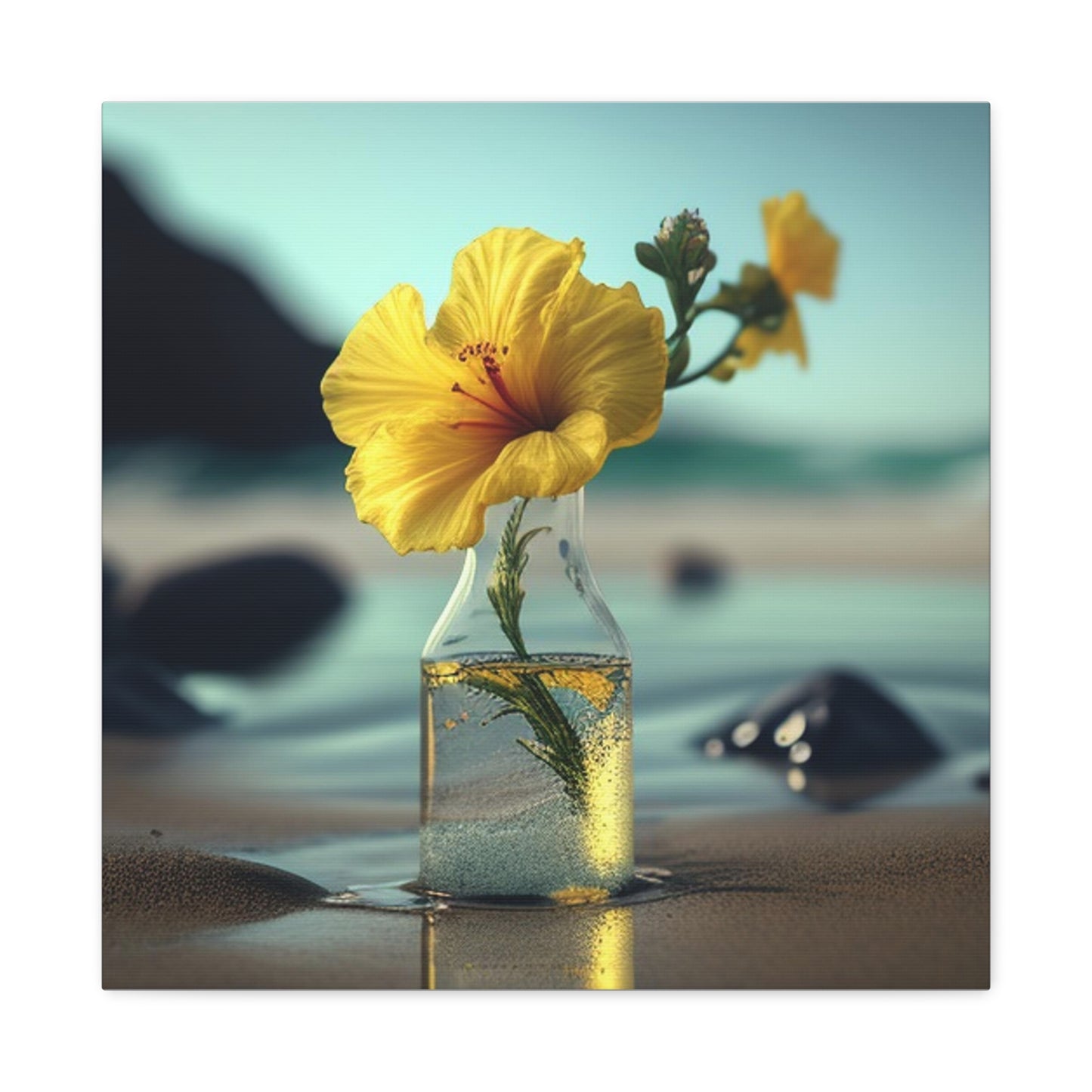 Canvas Gallery Wraps Yellow Hibiscus glass 3