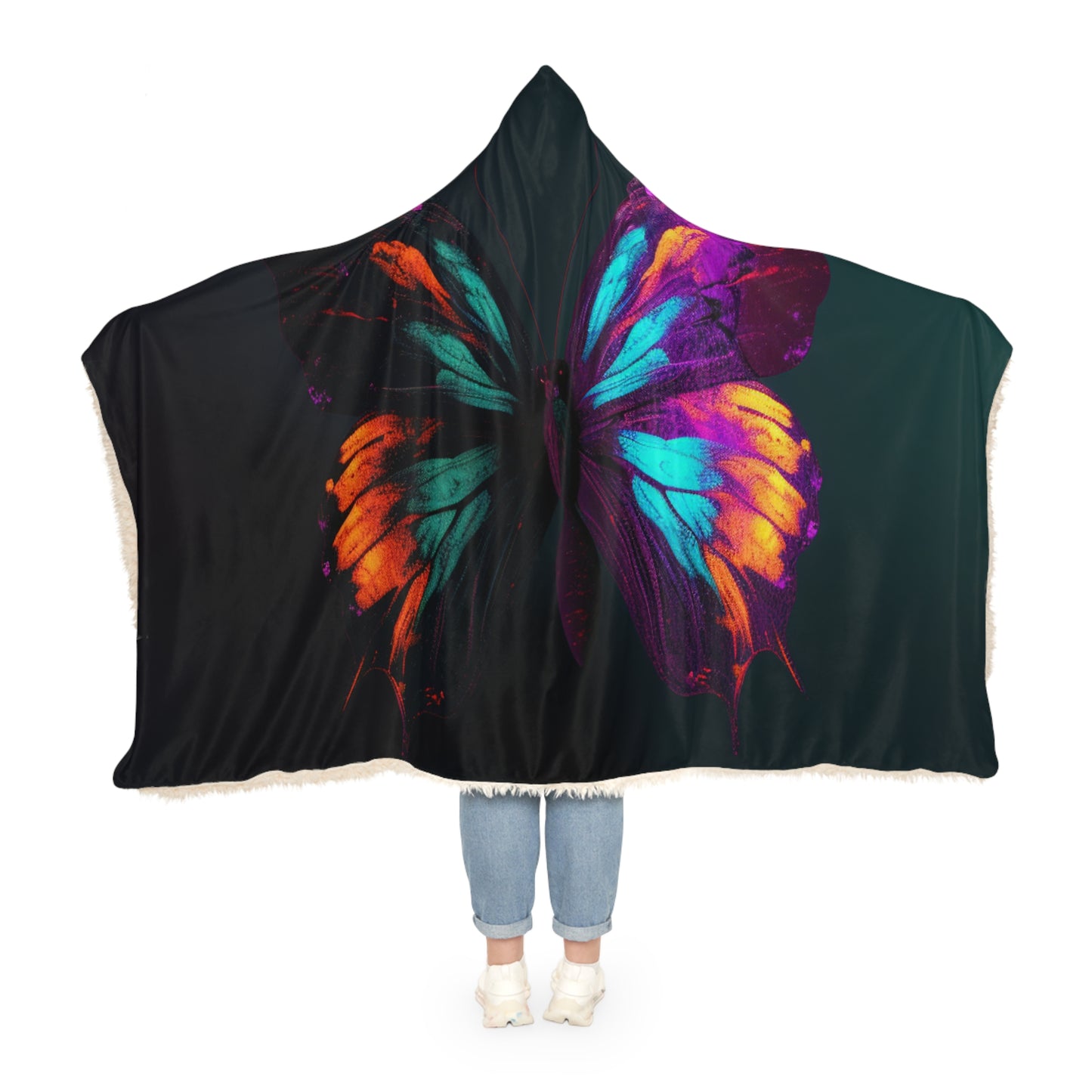 Snuggle Hooded Blanket Hyper Colorful Butterfly Purple 2