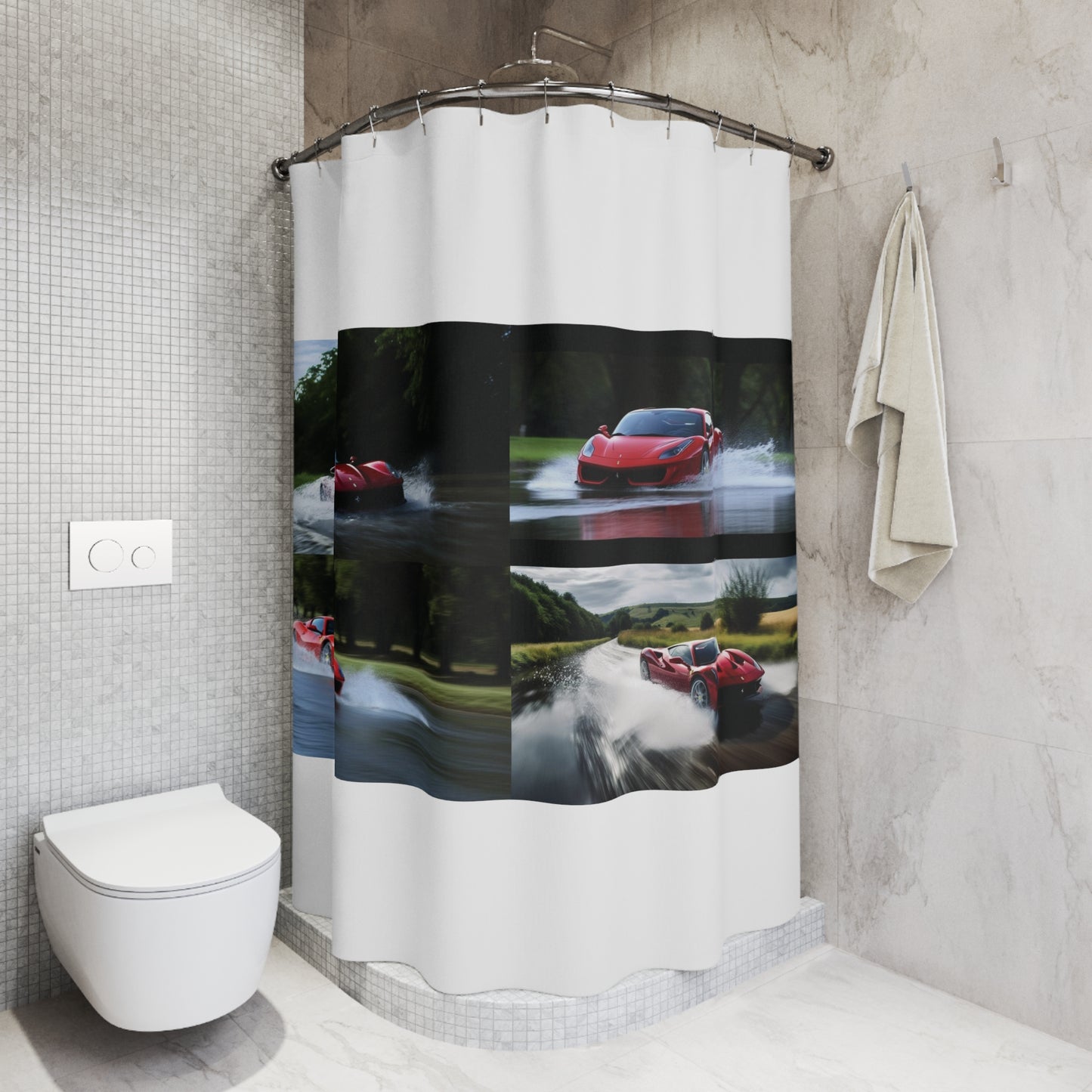 Polyester Shower Curtain Water Ferrari Splash 5
