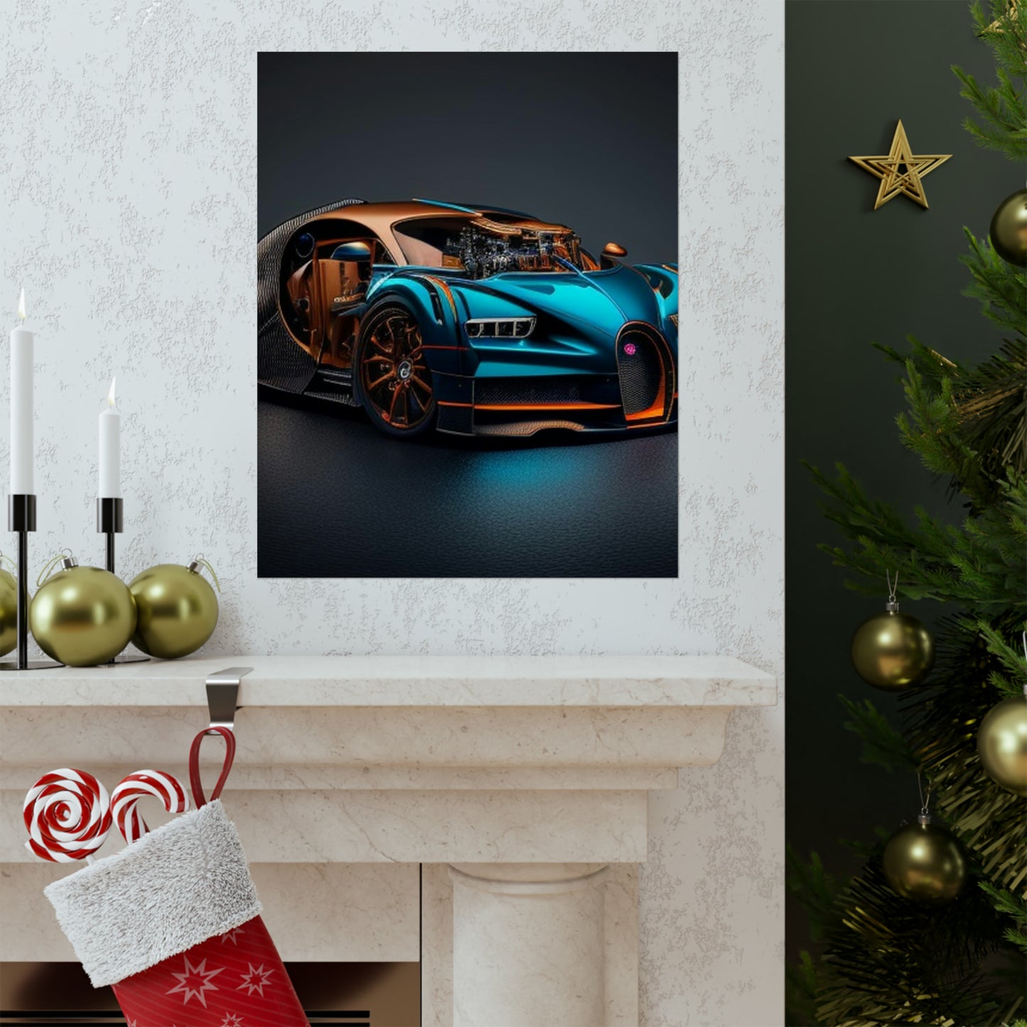 Premium Matte Vertical Posters Bugatti Blue 4