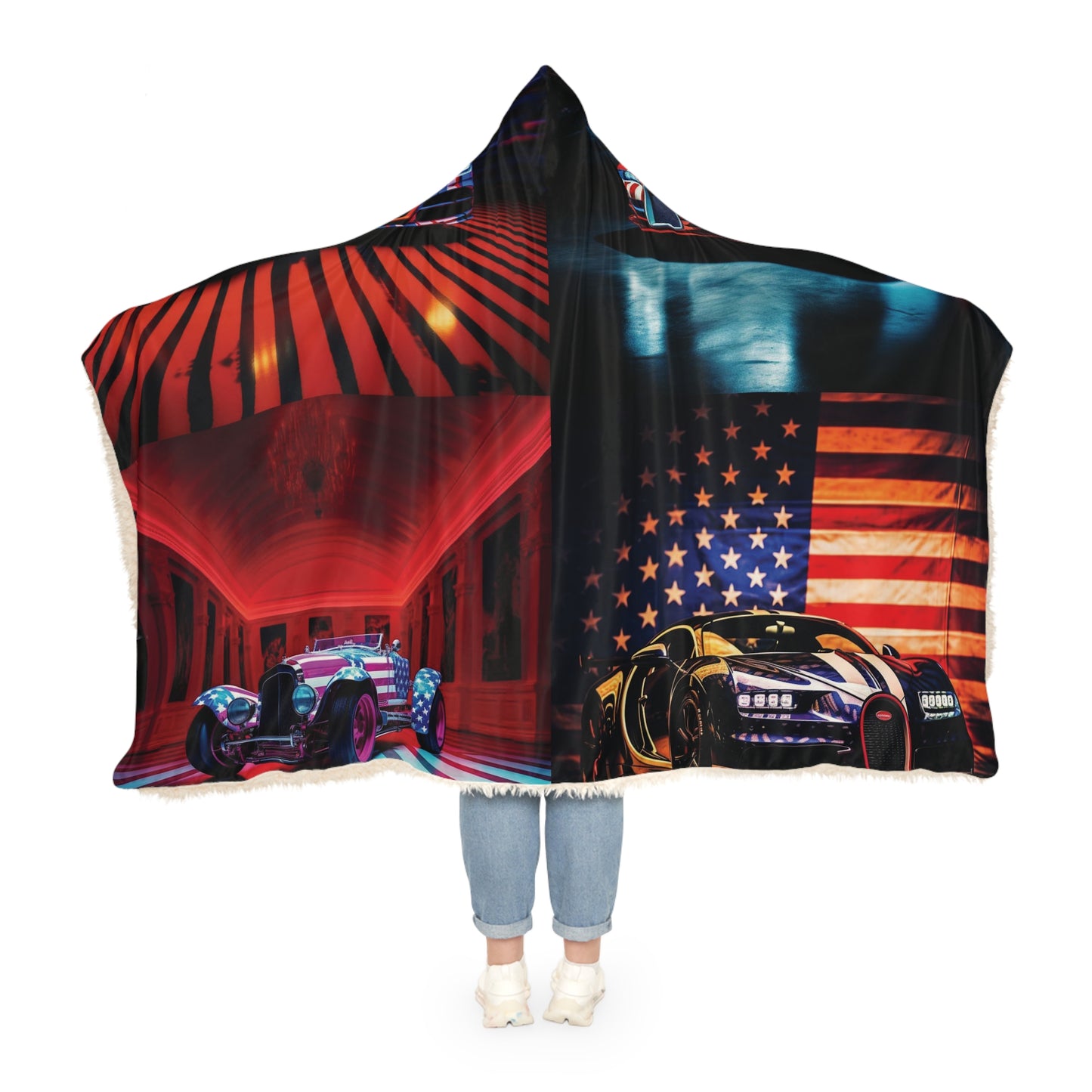 Snuggle Hooded Blanket Macro Bugatti American Flag 5