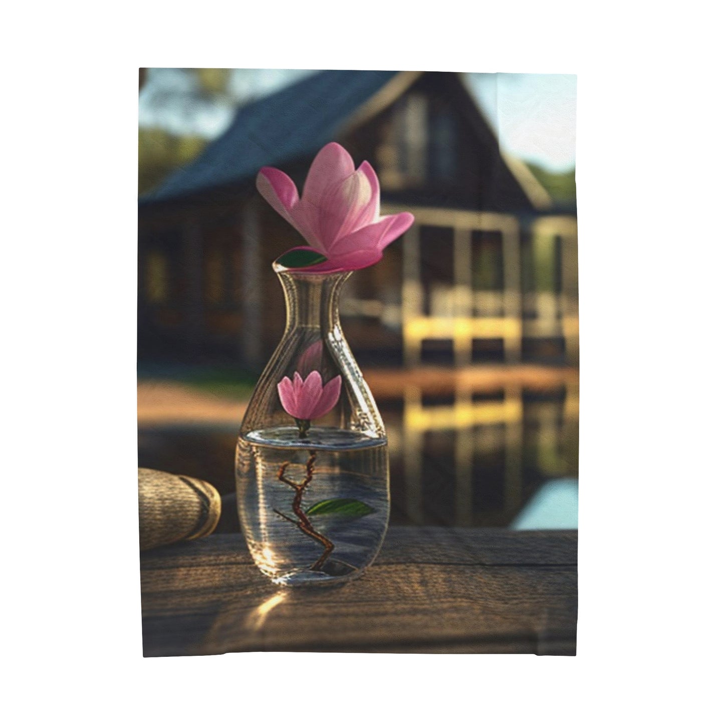 Velveteen Plush Blanket Magnolia in a Glass vase 4