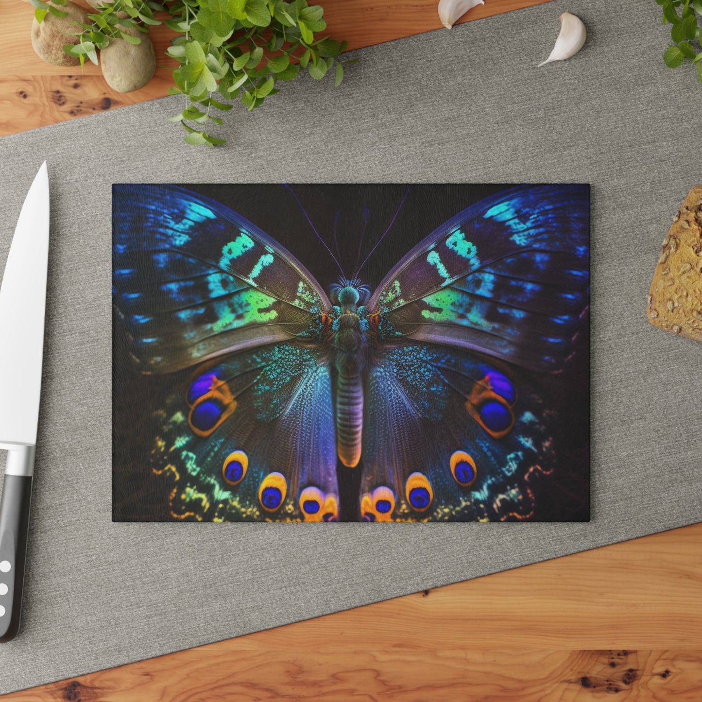 Glass Cutting Board Neon Hue Butterfly 3