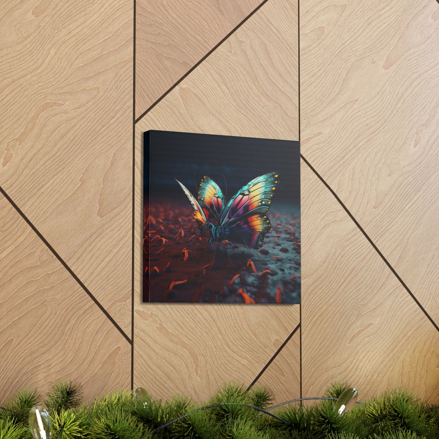 Canvas Gallery Wraps Hyper Colorful Butterfly Macro 1