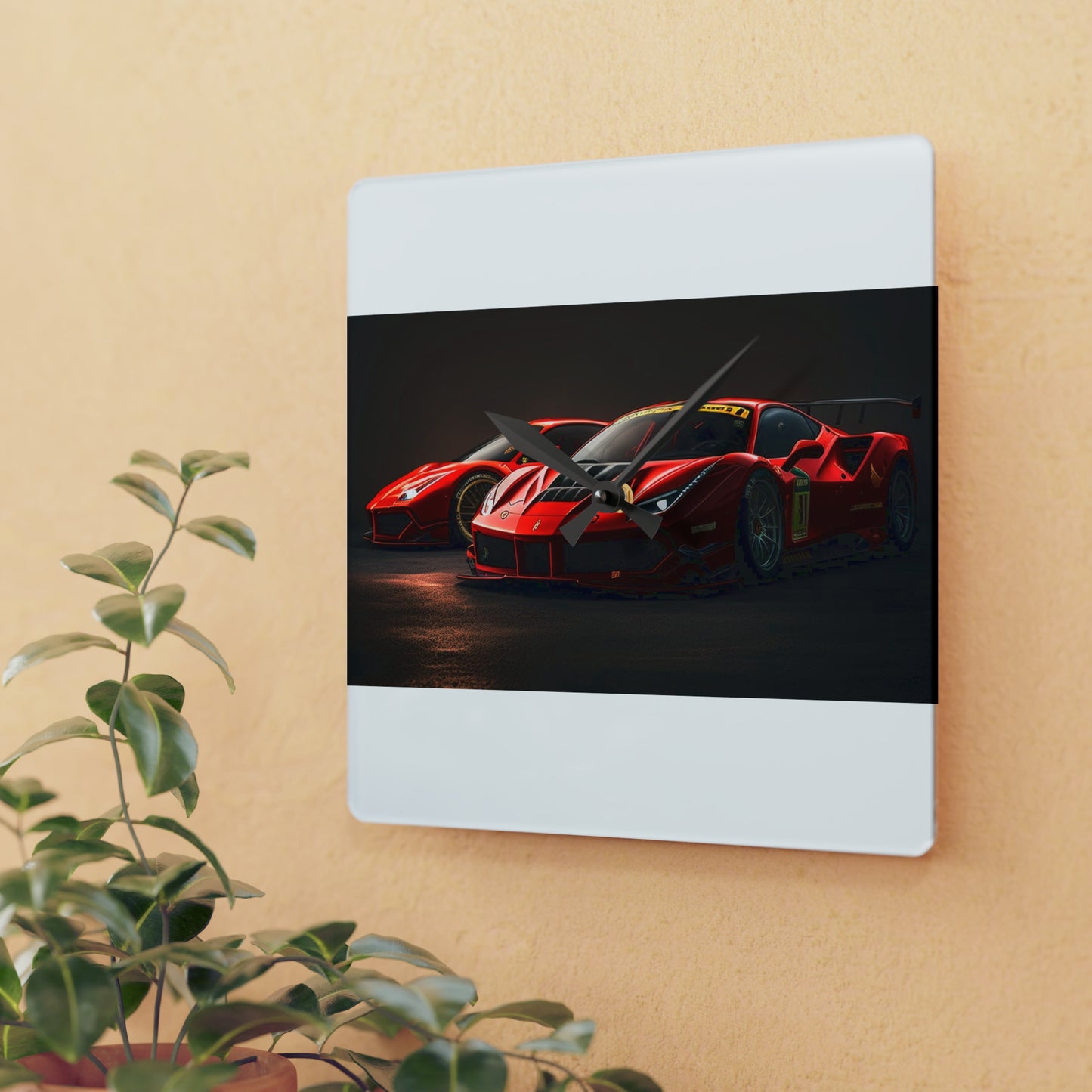 Acrylic Wall Clock Ferrari Red 4