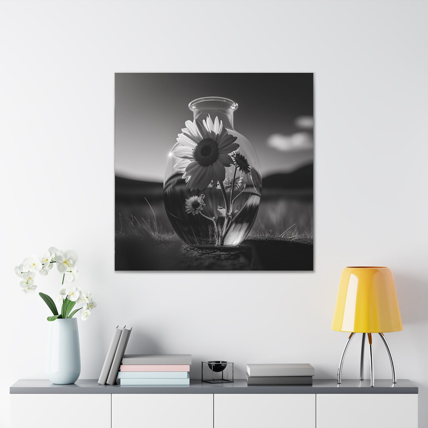 Canvas Gallery Wraps Yellw Sunflower in a vase 4