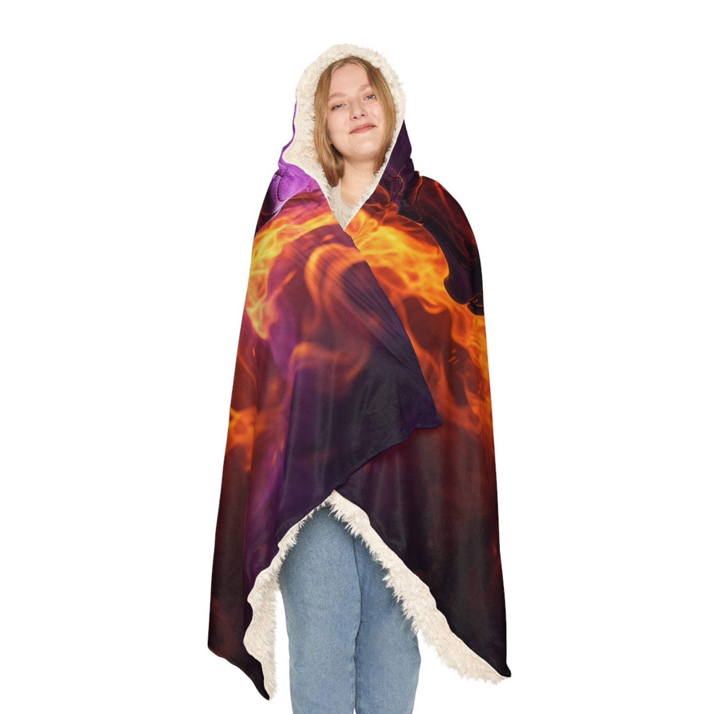 Snuggle Hooded Blanket Skull Flames 3