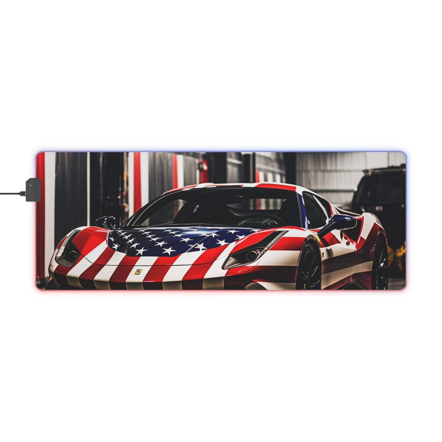 LED Gaming Mouse Pad American Flag Farrari 3