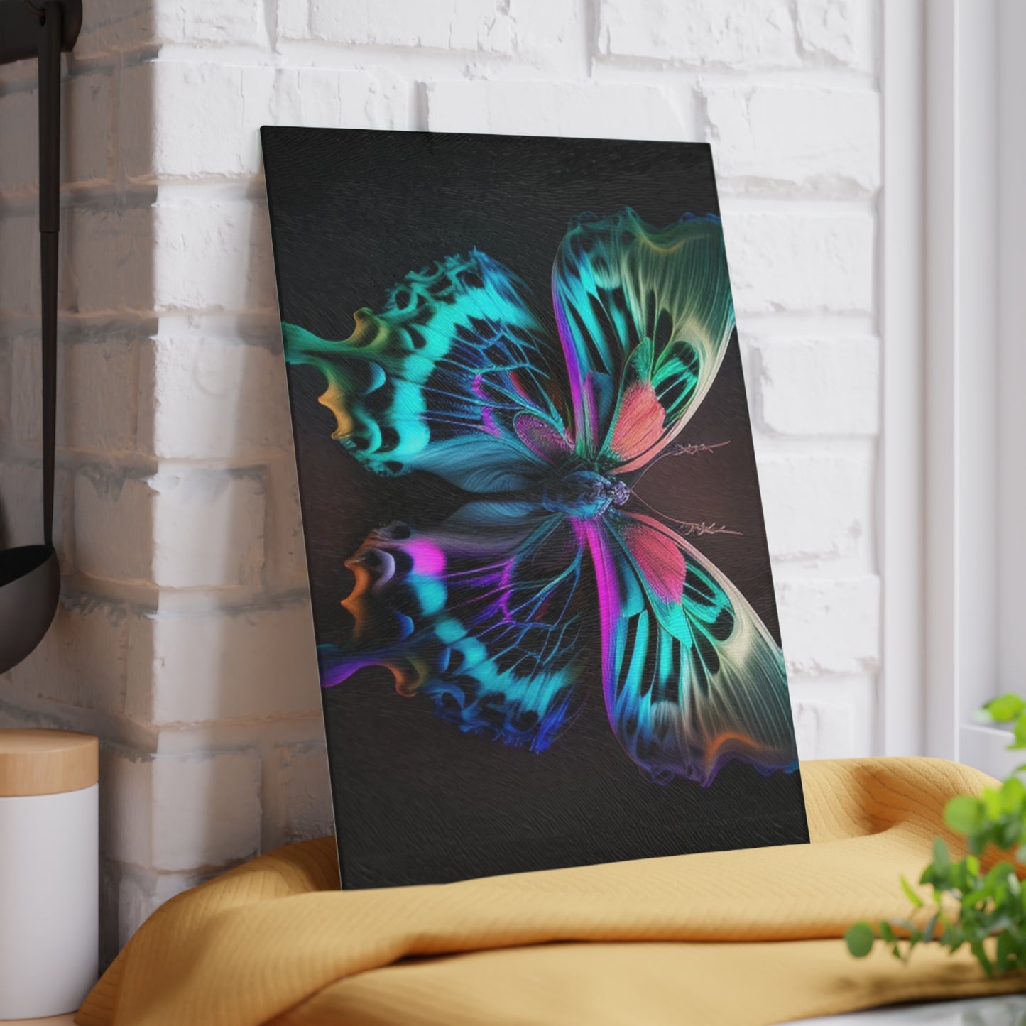 Glass Cutting Board Neon Butterfly Fusion 1