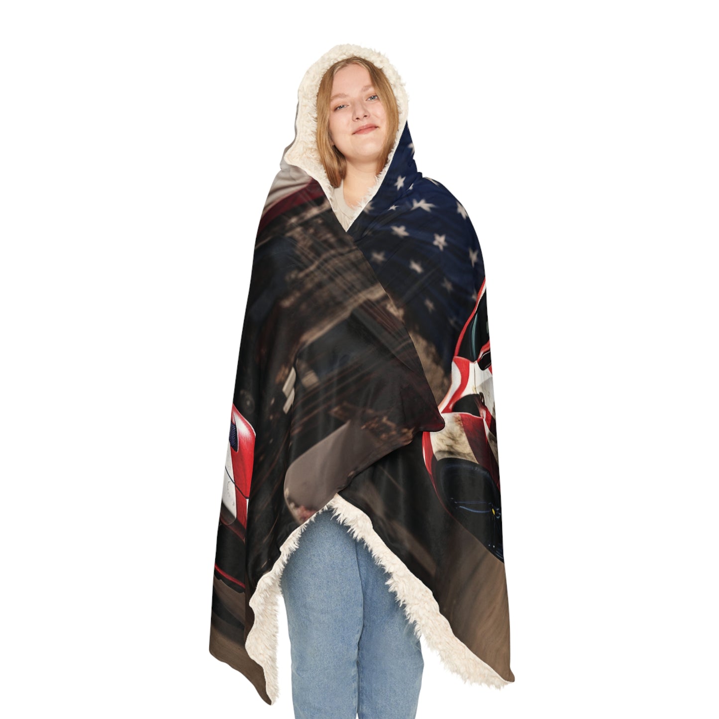 Snuggle Hooded Blanket American Flag Farrari 2