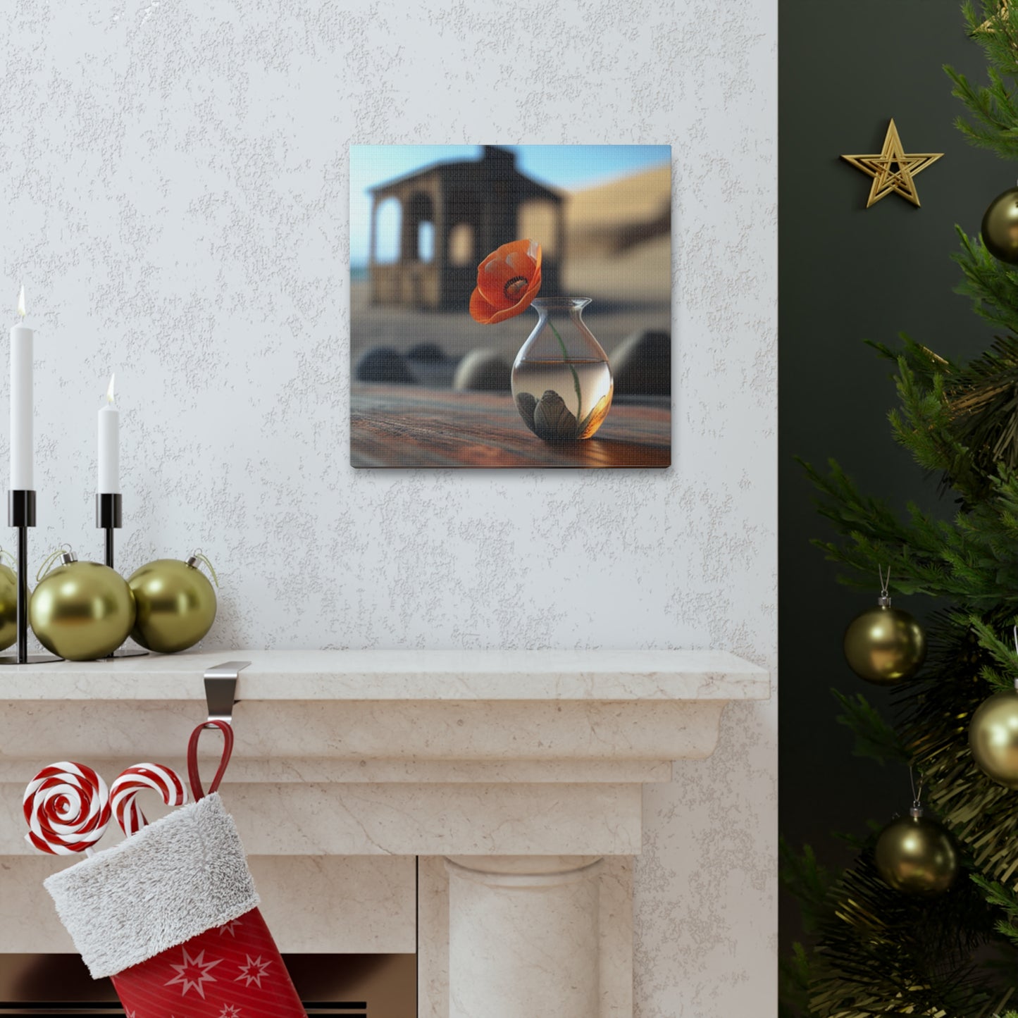 Canvas Gallery Wraps Poppy in a Glass Vase 1