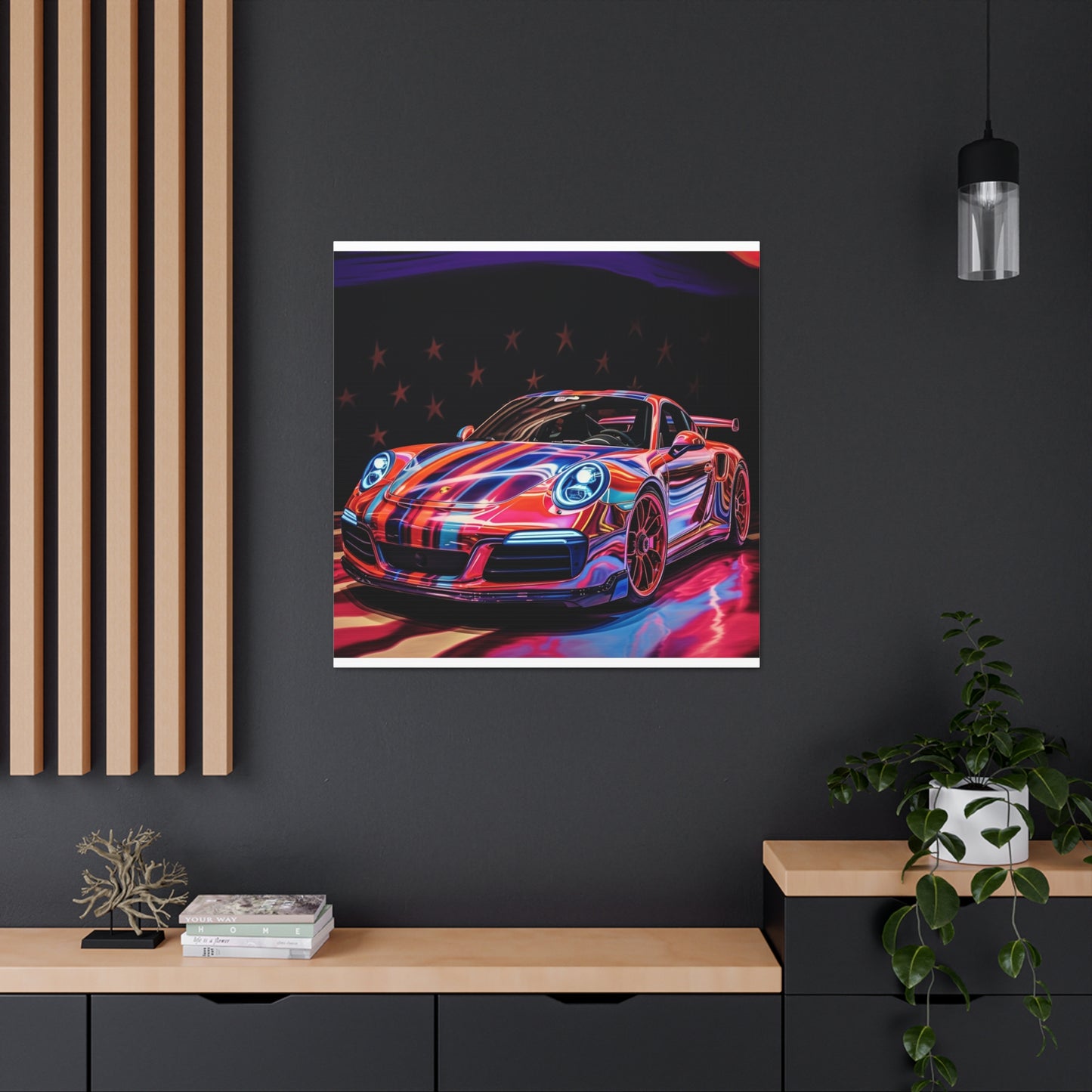 Canvas Gallery Wraps American Flag Colored Porsche 1