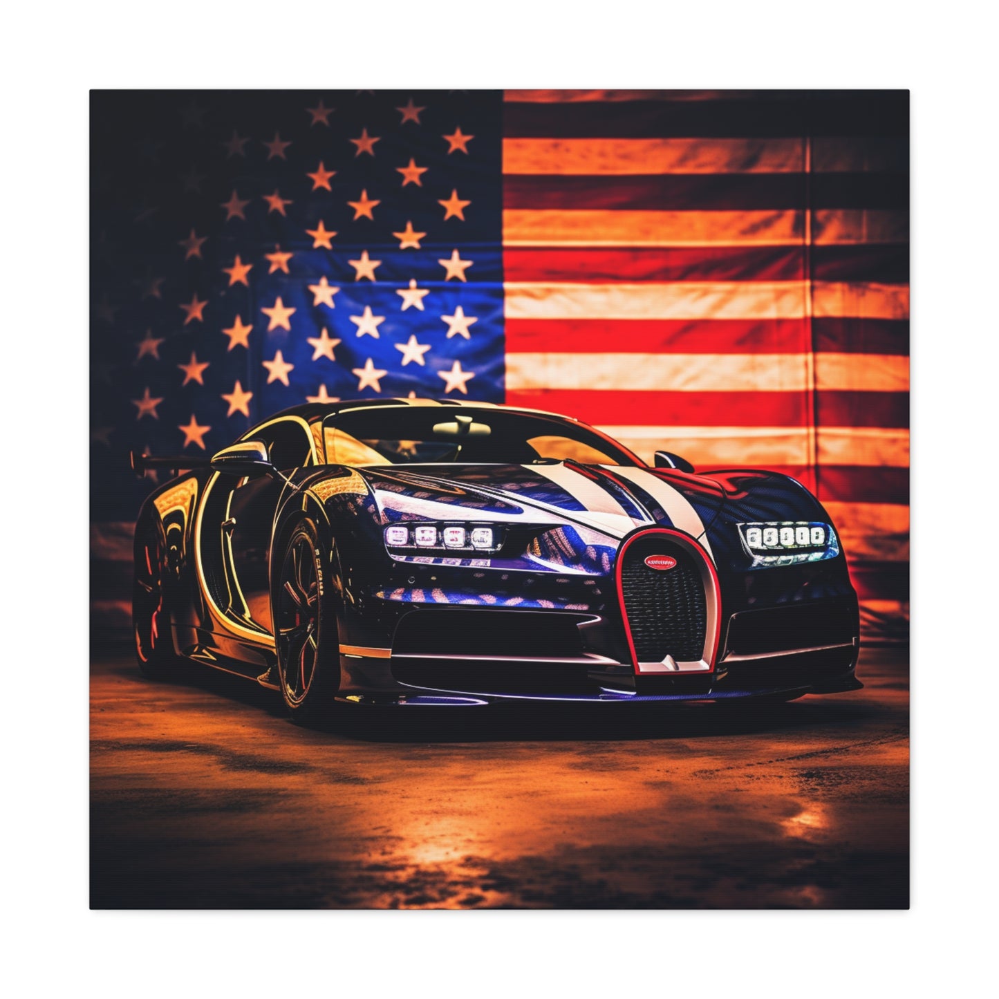 Canvas Gallery Wraps Macro Bugatti American Flag 4