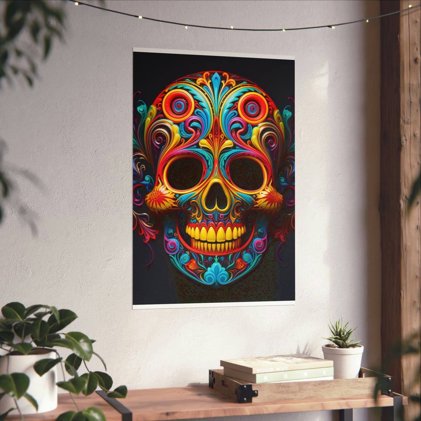 Premium Matte Vertical Posters Macro Skull Color 1