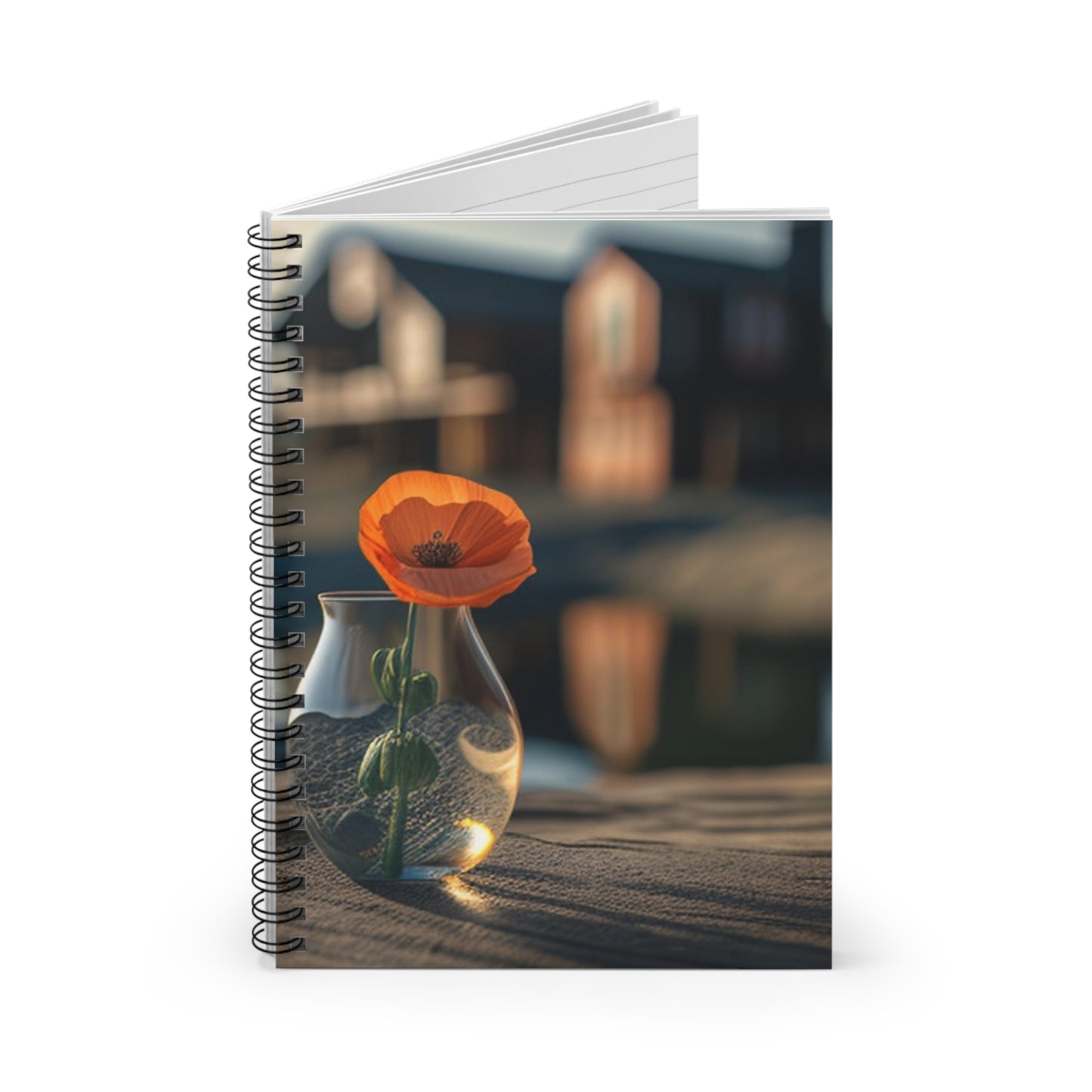 Spiral Notebook - Ruled Line Orange Poppy in a Vase 4