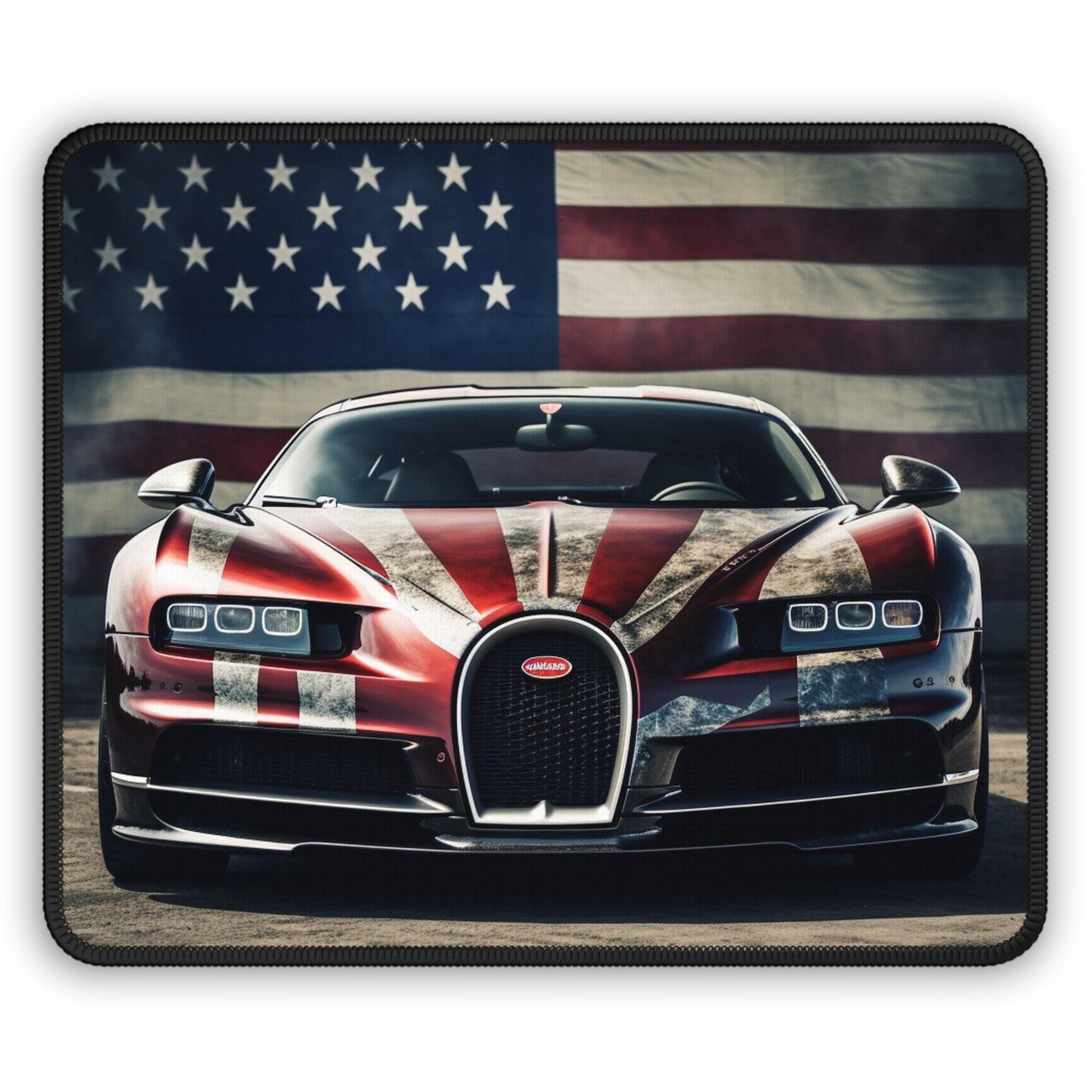 Gaming Mouse Pad  American Flag Background Bugatti 3