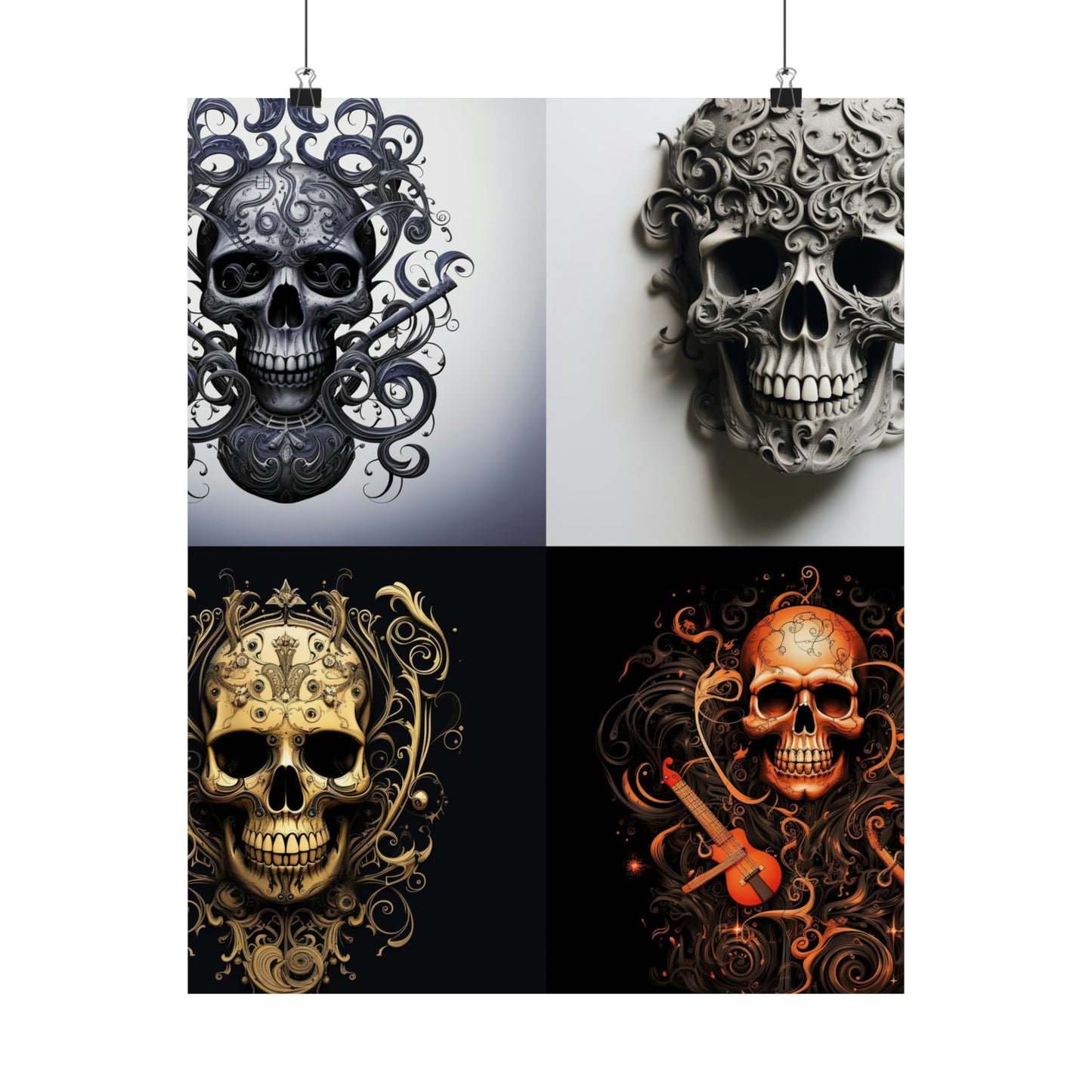 Premium Matte Vertical Posters Skull Treble Clef 5